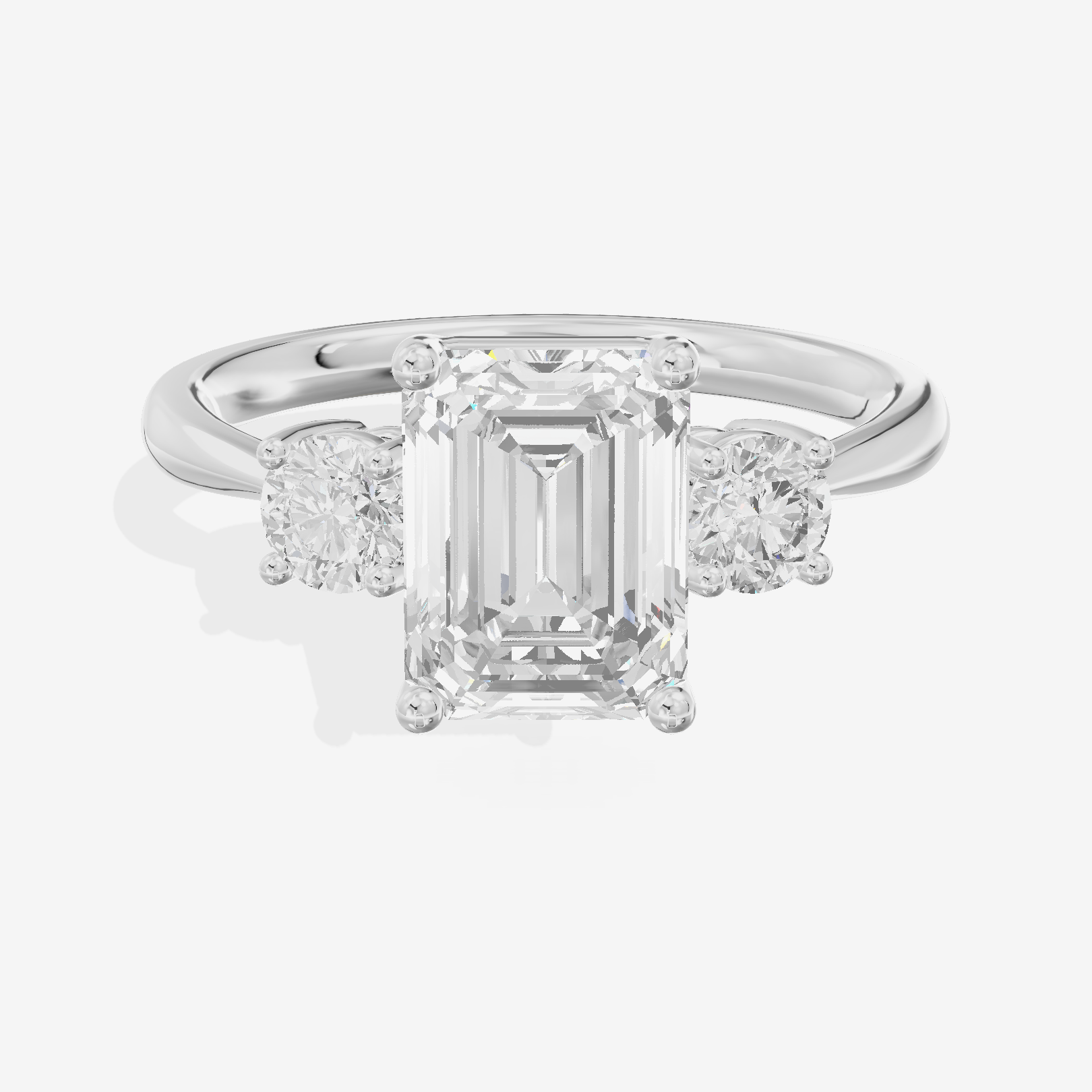 Grand Sincere Three Stone Emerald Engagement Ring (1/3 ct. tw.) in Platinum