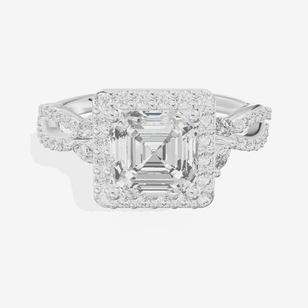 Luxe Reverya Asscher Hidden Halo Engagement Ring (2/5 ct. tw.) in Platinum