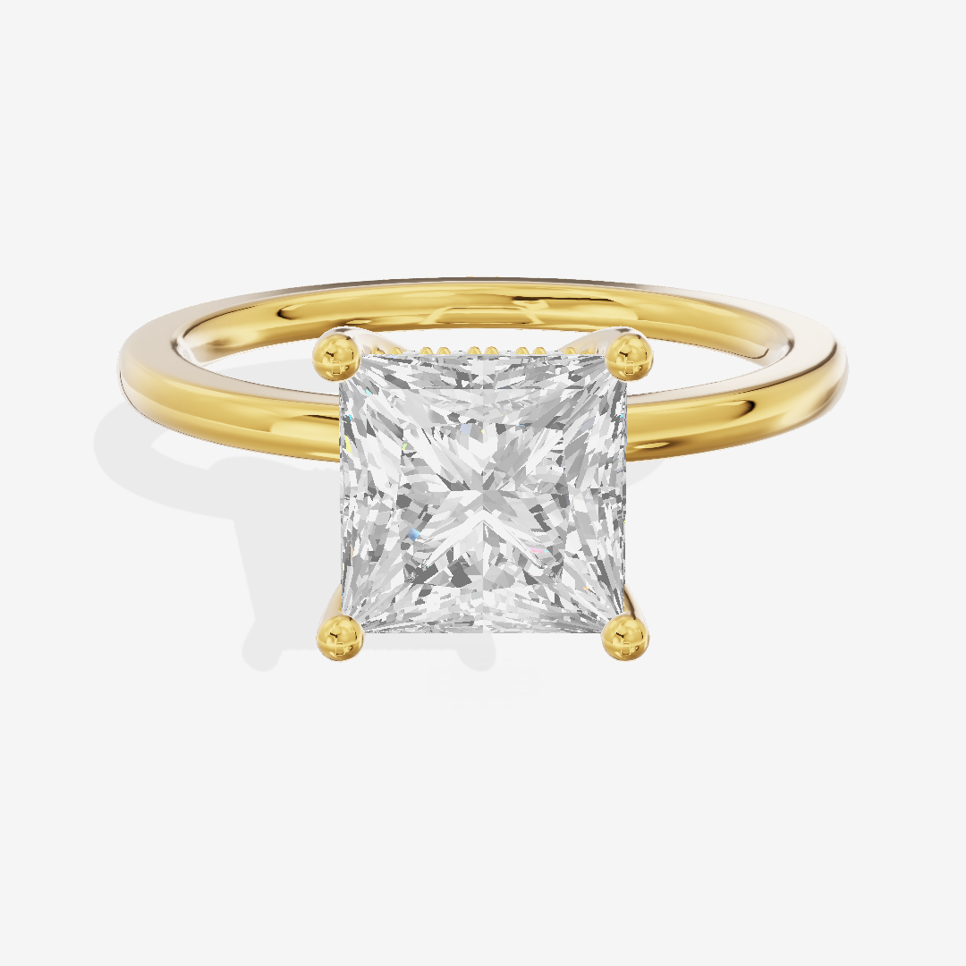 Vowsae Hidden Halo Princess Engagement Ring (1/20 ct. tw.) in 14K Yellow Gold