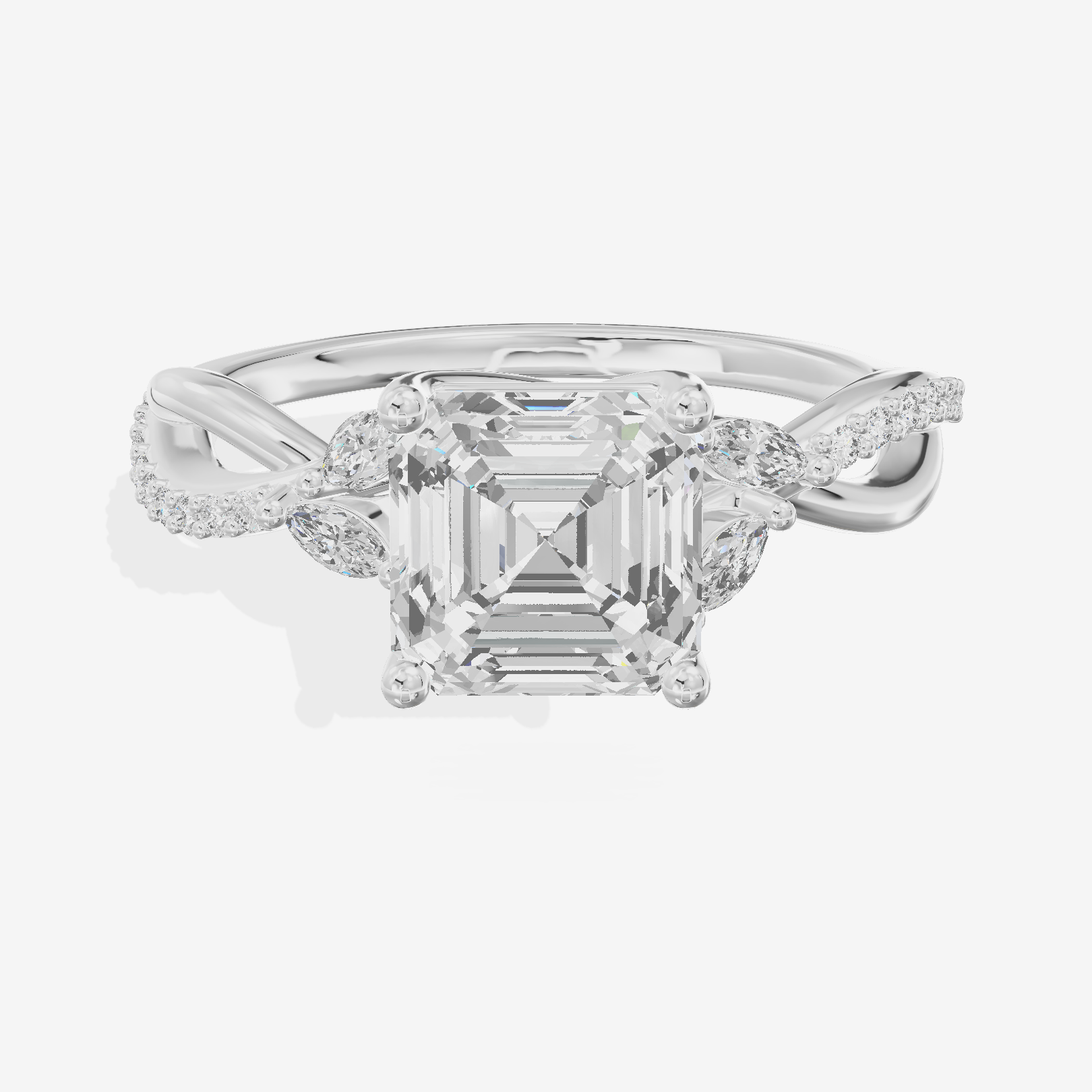 Petite Twine Asscher Twisted Engagement Ring (1/5 ct. tw.) in 14K White Gold