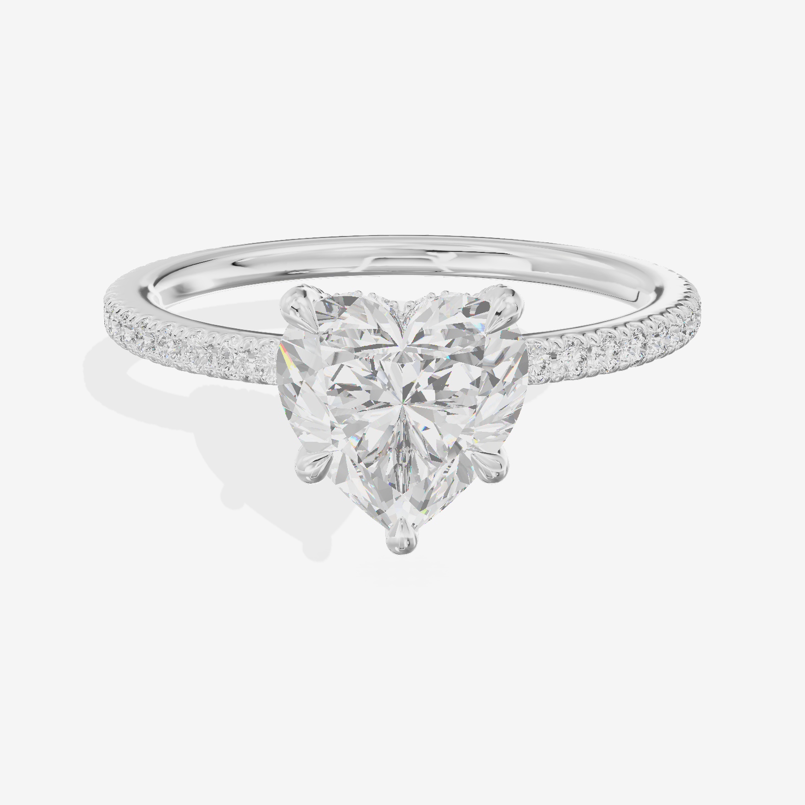 Lustrous Sincere Heart Engagement Ring with Side Stones (1/3 ct. tw.) in Platinum