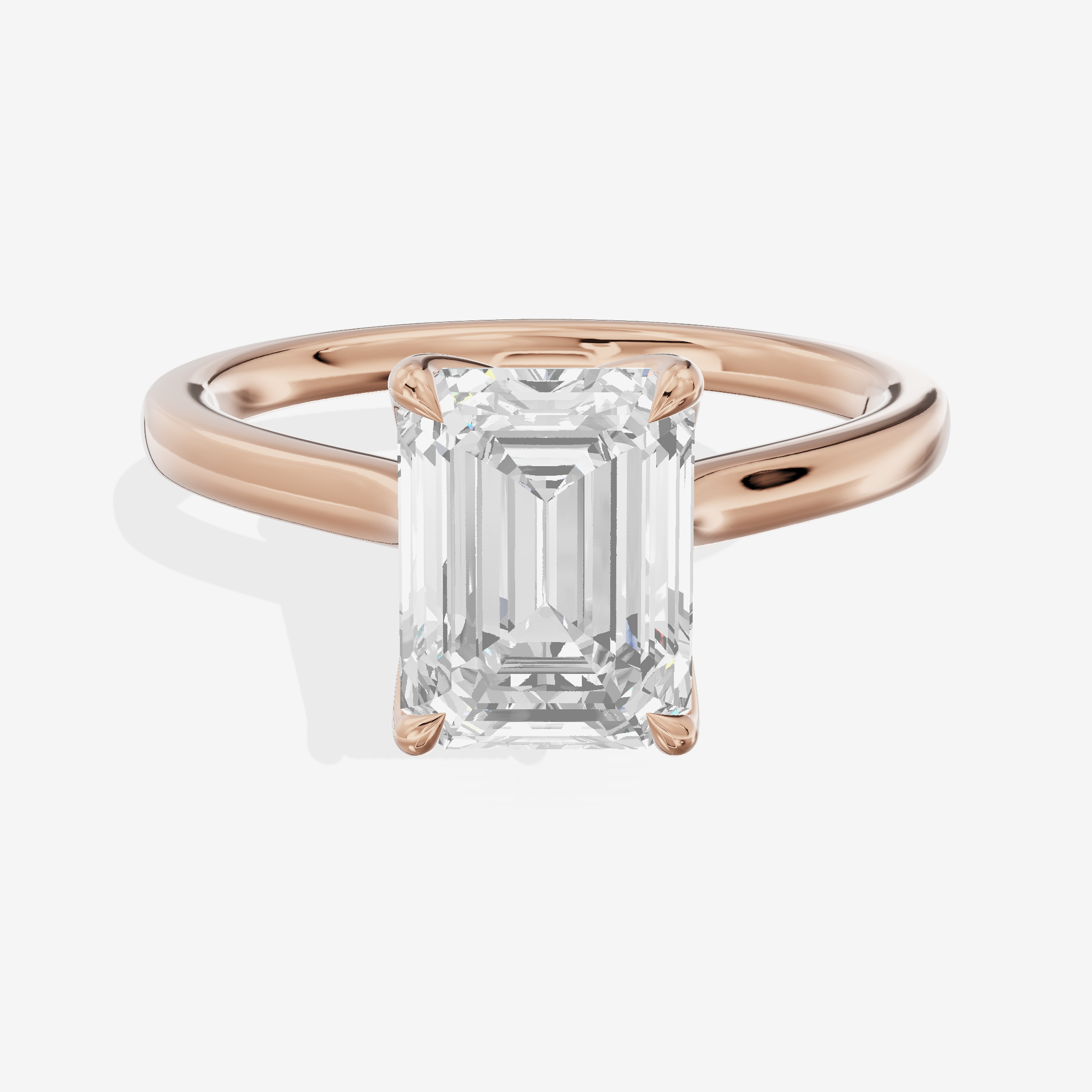 Pendulae Ring 1.8mm Emerald Solitaire Engagement Ring in 18K Rose Gold