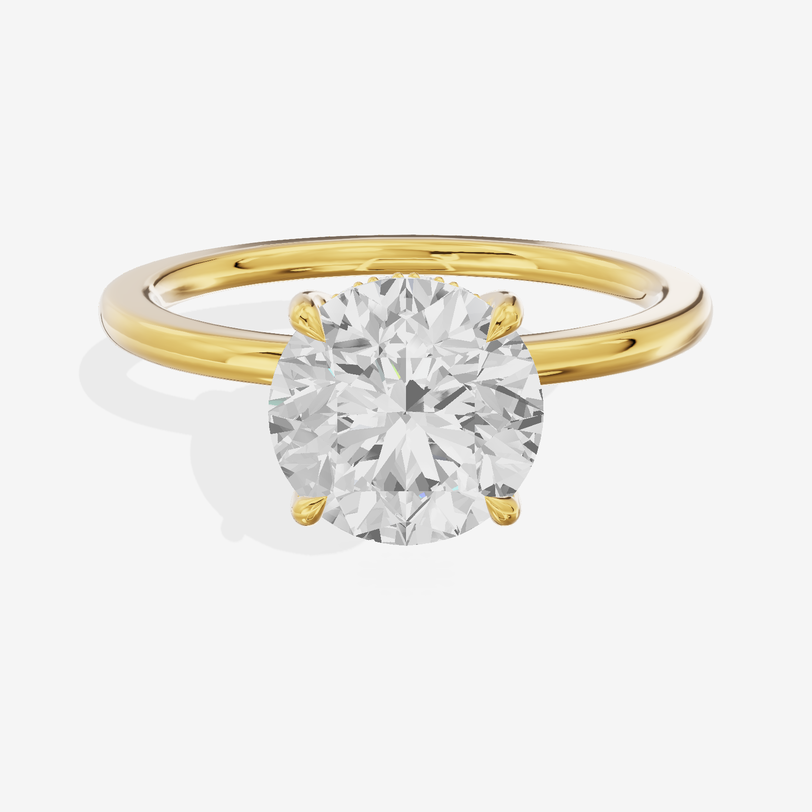 Coeurine Hidden Halo Round Engagement Ring (1/20 ct. tw.) in 18K Yellow Gold