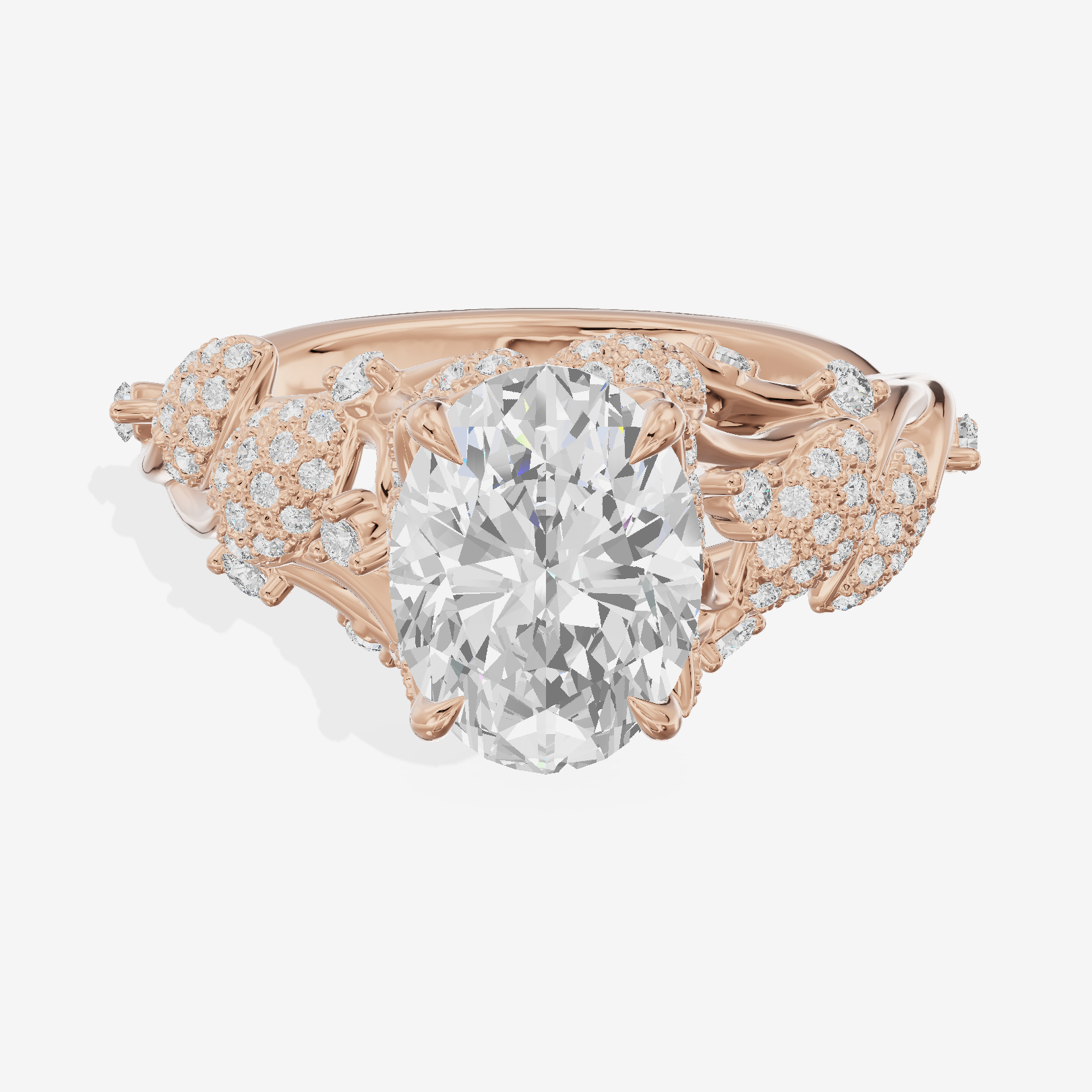Modern Linger Oval Engagement Ring with Side Stones (3/4 ct. tw.) in 14K Rose Gold