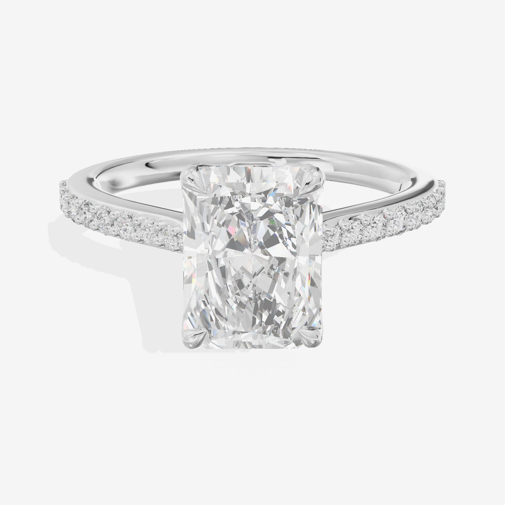 Modern Maia Radiant Engagement Ring with Side Stones (1/5 ct. tw.) in 14K White Gold