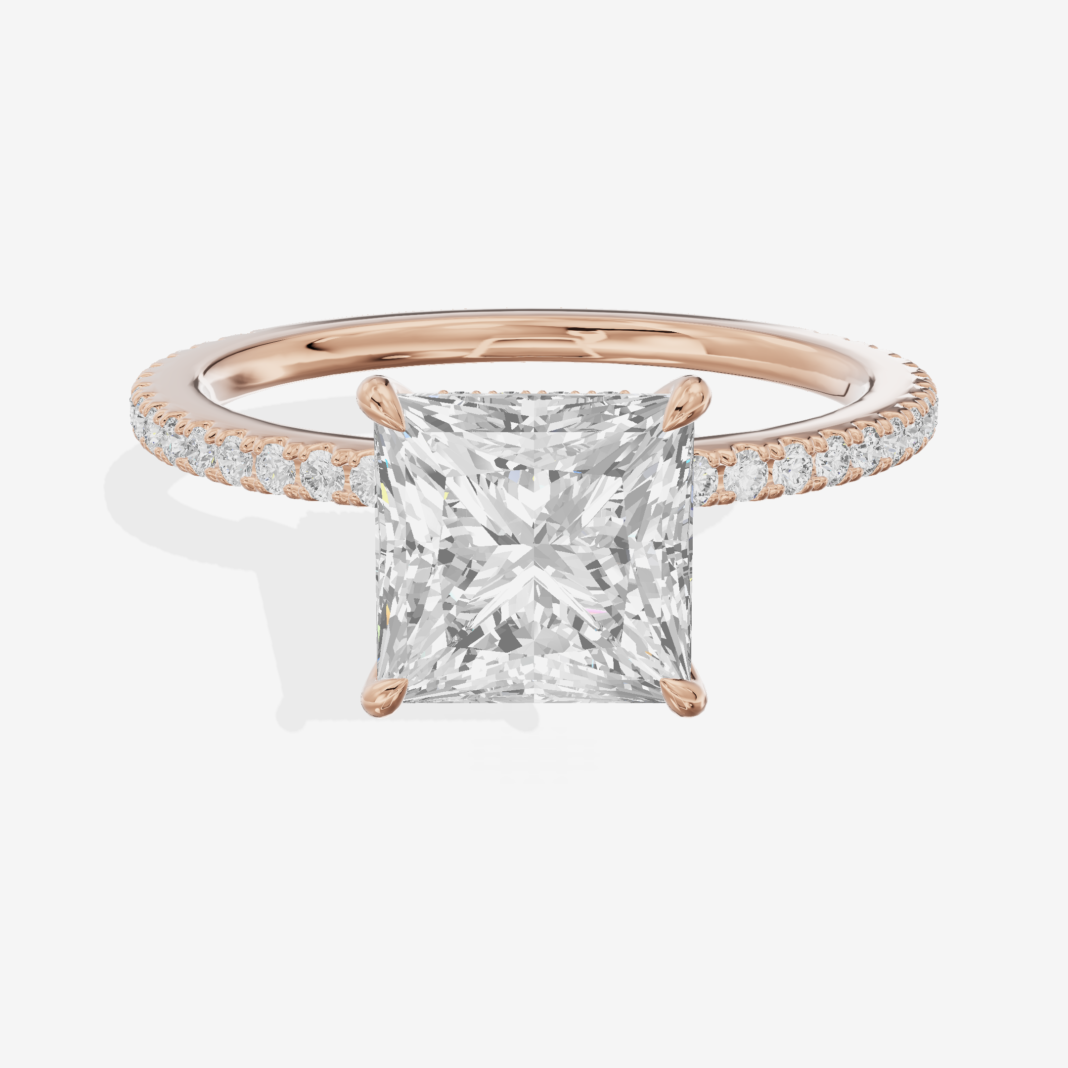 Petite Cherubine Princess Engagement Ring with Side Stones (1/3 ct. tw.) in 18K Rose Gold