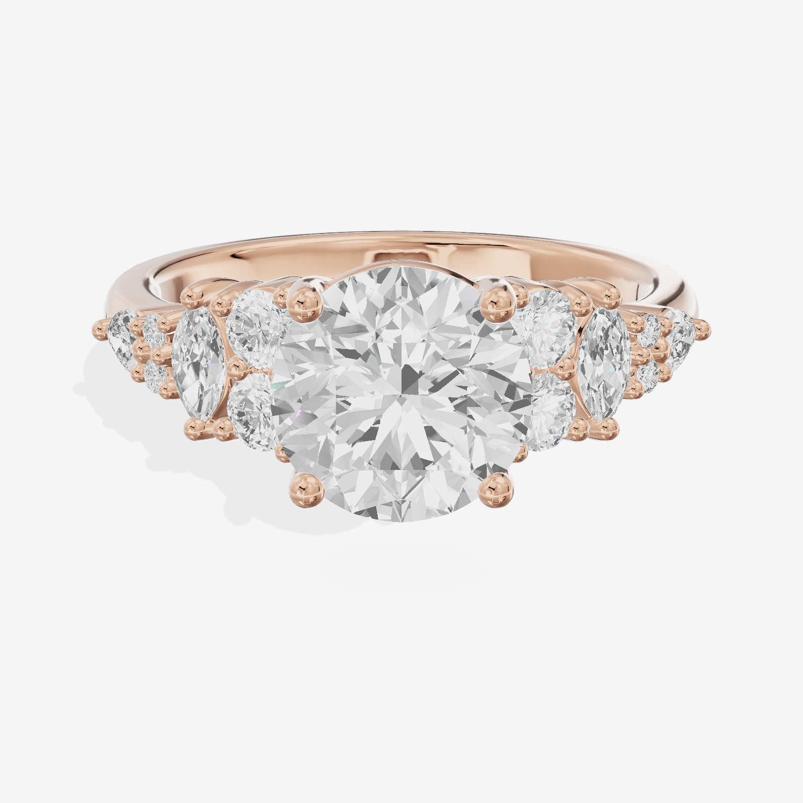 Modern Maia Round Engagement Ring with Side Stones (1/5 ct. tw.) in 18K Rose Gold