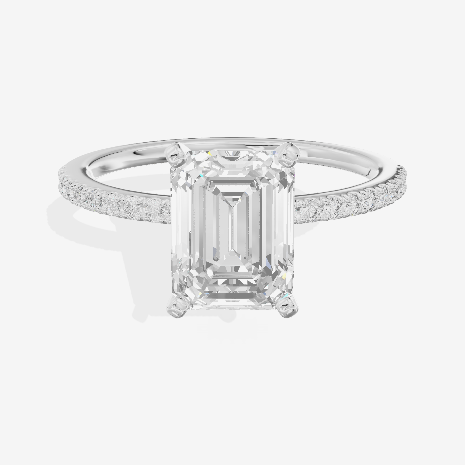 Grand Mayrelle Emerald Engagement Ring with Side Stones (1/8 ct. tw.) in 18K White Gold