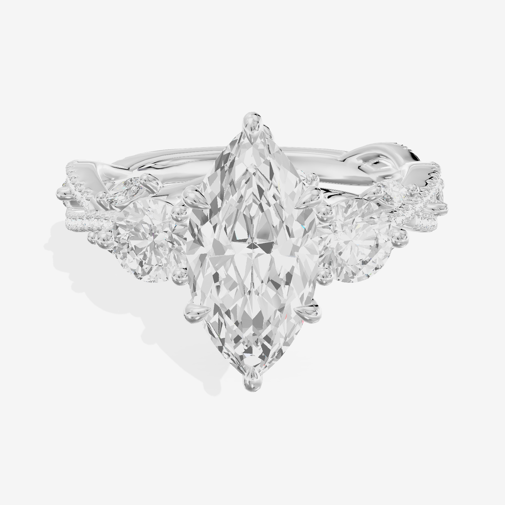 Classic Coeurine Three Stone Marquise Engagement Ring (3/5 ct. tw.) in Platinum