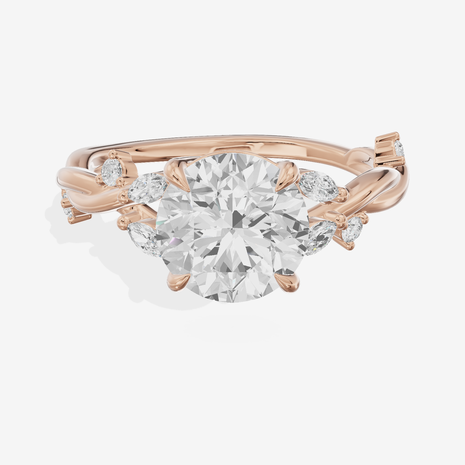Twined Vowsae Round Twisted Engagement Ring (1/6 ct. tw.) in 18K Rose Gold
