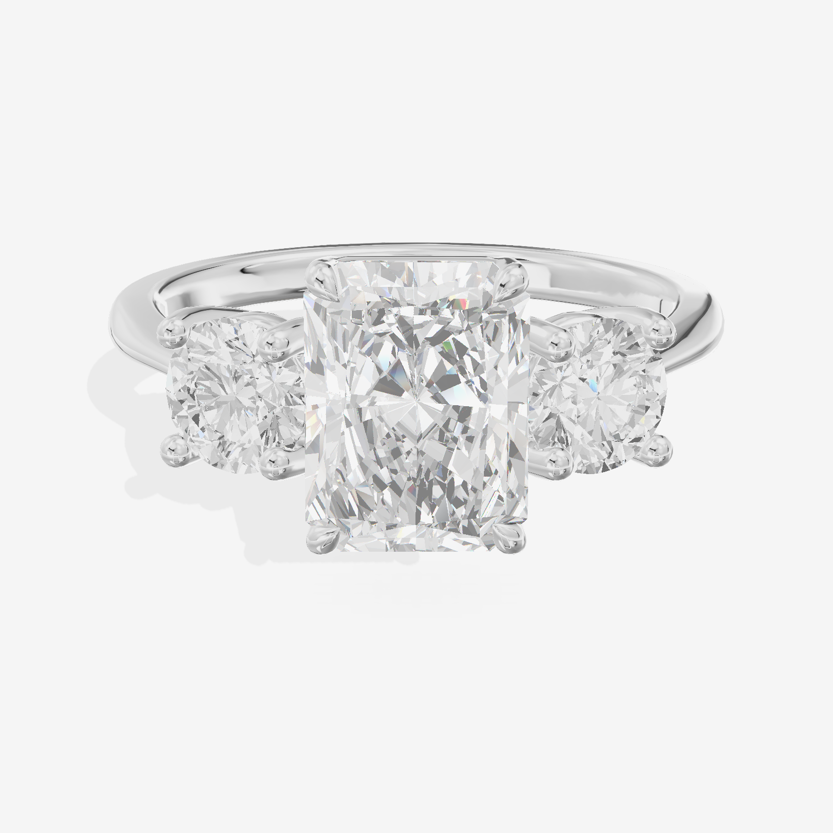 Luxe Trueheart Three Stone Radiant Engagement Ring (2/3 ct. tw.) in Platinum