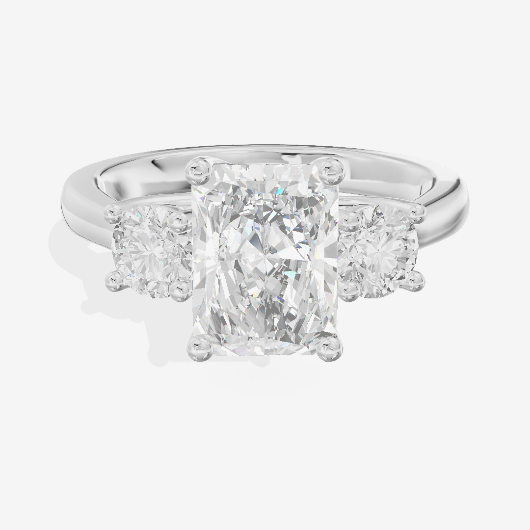 Petite Selenia Three Stone Radiant Engagement Ring (1/3 ct. tw.) in 18K White Gold