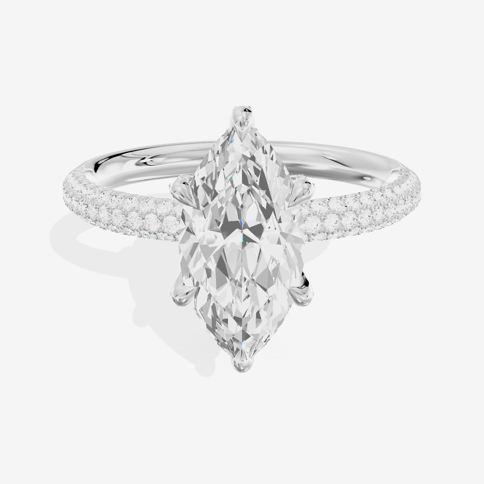 Whispered Lumera Marquise Engagement Ring with Side Stones (1/3 ct. tw.) in 14K White Gold