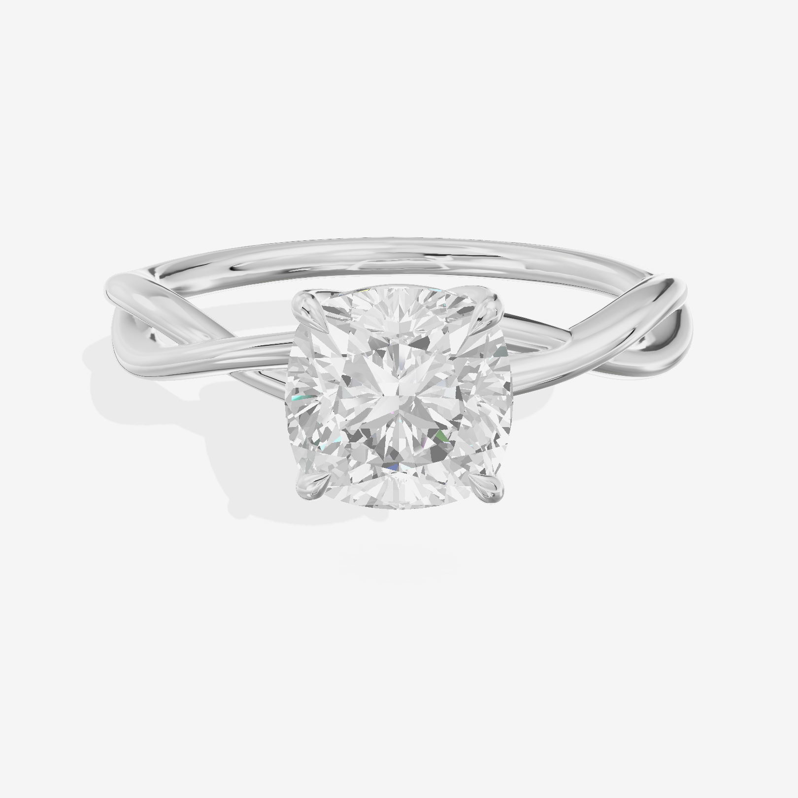 Twined Sincere Cushion Twisted Engagement Ring in Platinum