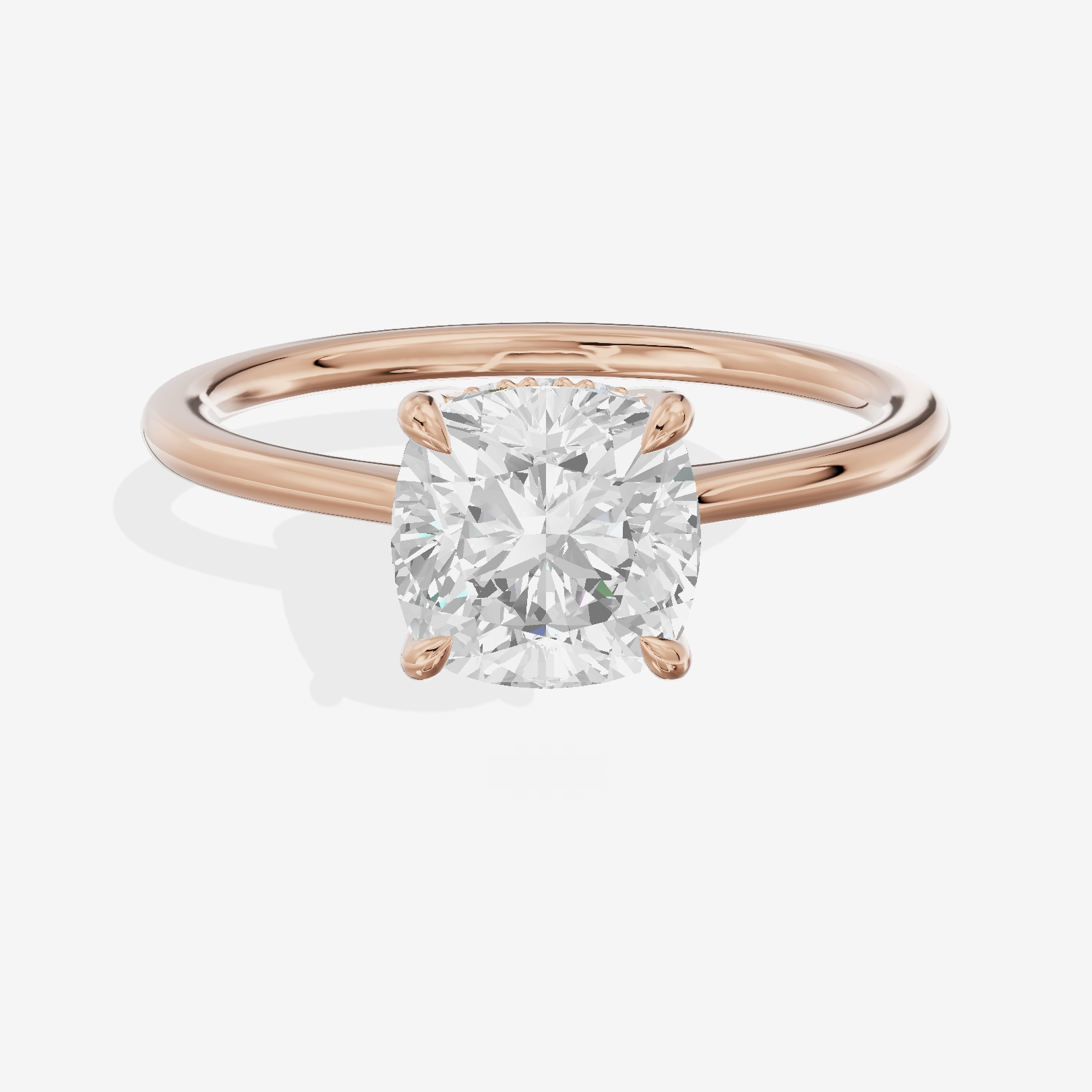 Promezza Hidden Halo Cushion Engagement Ring (1/20 ct. tw.) in 14K Rose Gold