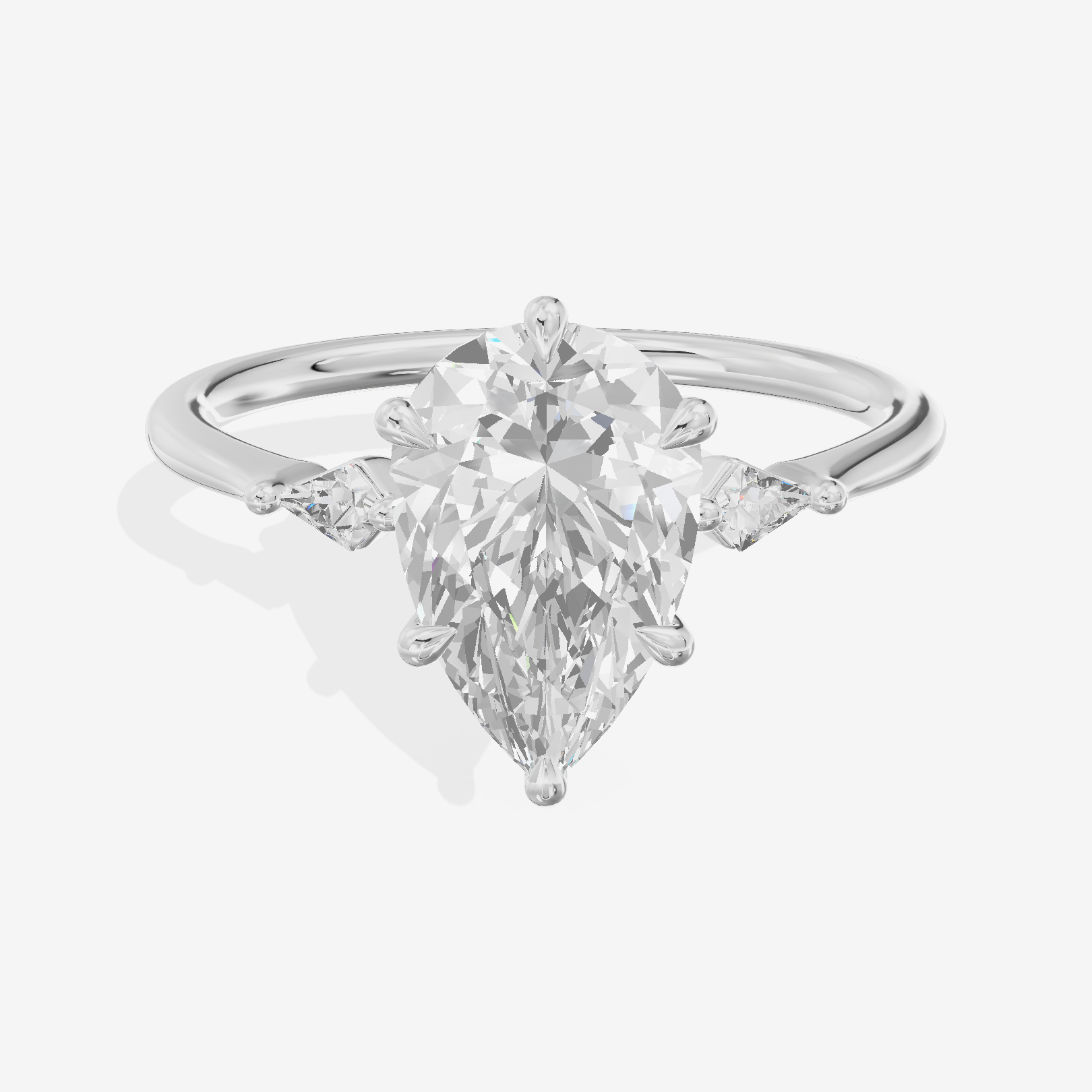 Petite Triade Pear Three Stone Engagement Ring (1/15 ct. tw.) in 14K White Gold