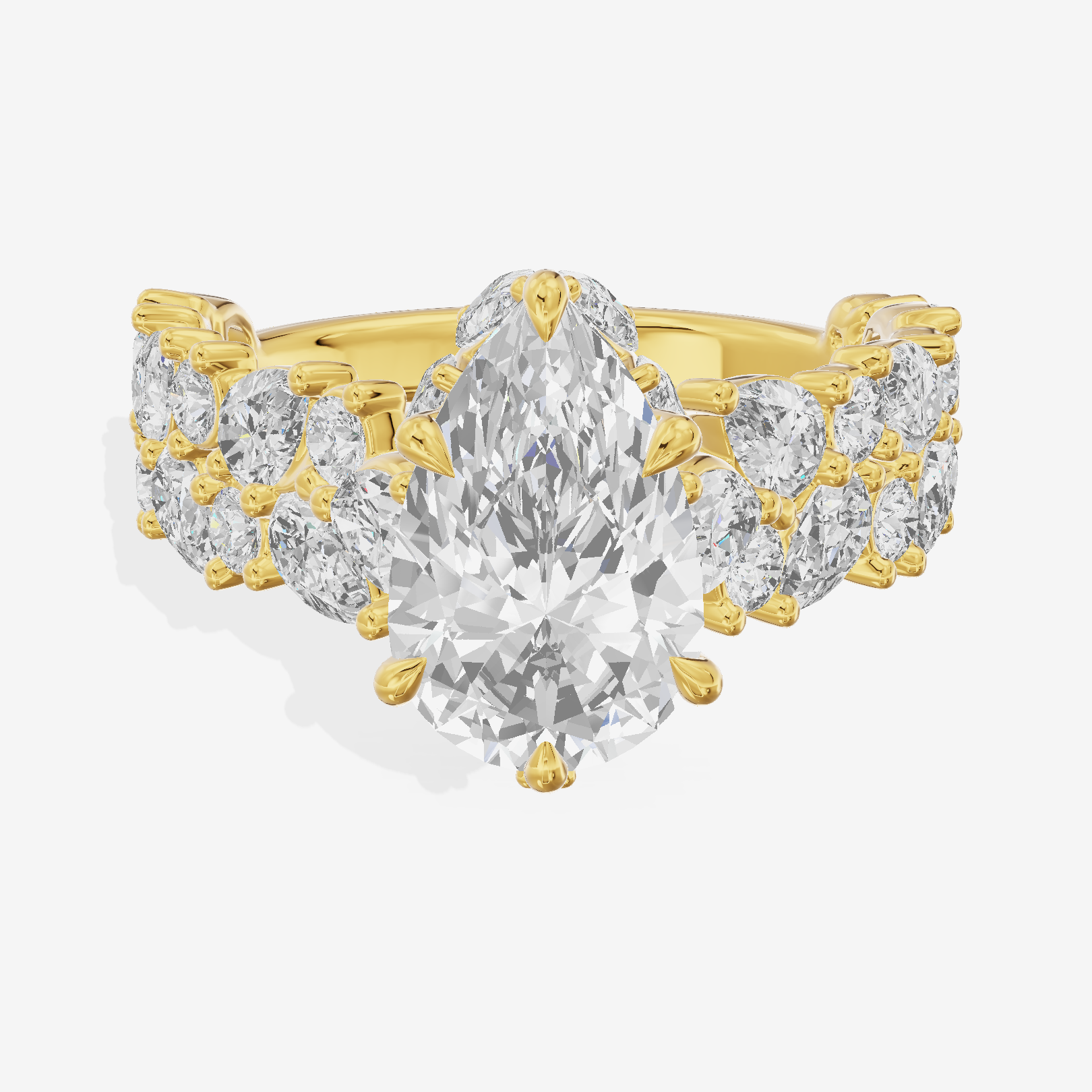 Grand Janevra Pear Engagement Ring with Side Stones (3/4 ct. tw.) in 18K Yellow Gold