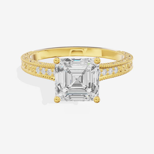 Vintage Sincere Asscher Engagement Ring (1/10 ct. tw.) in 14K Yellow Gold