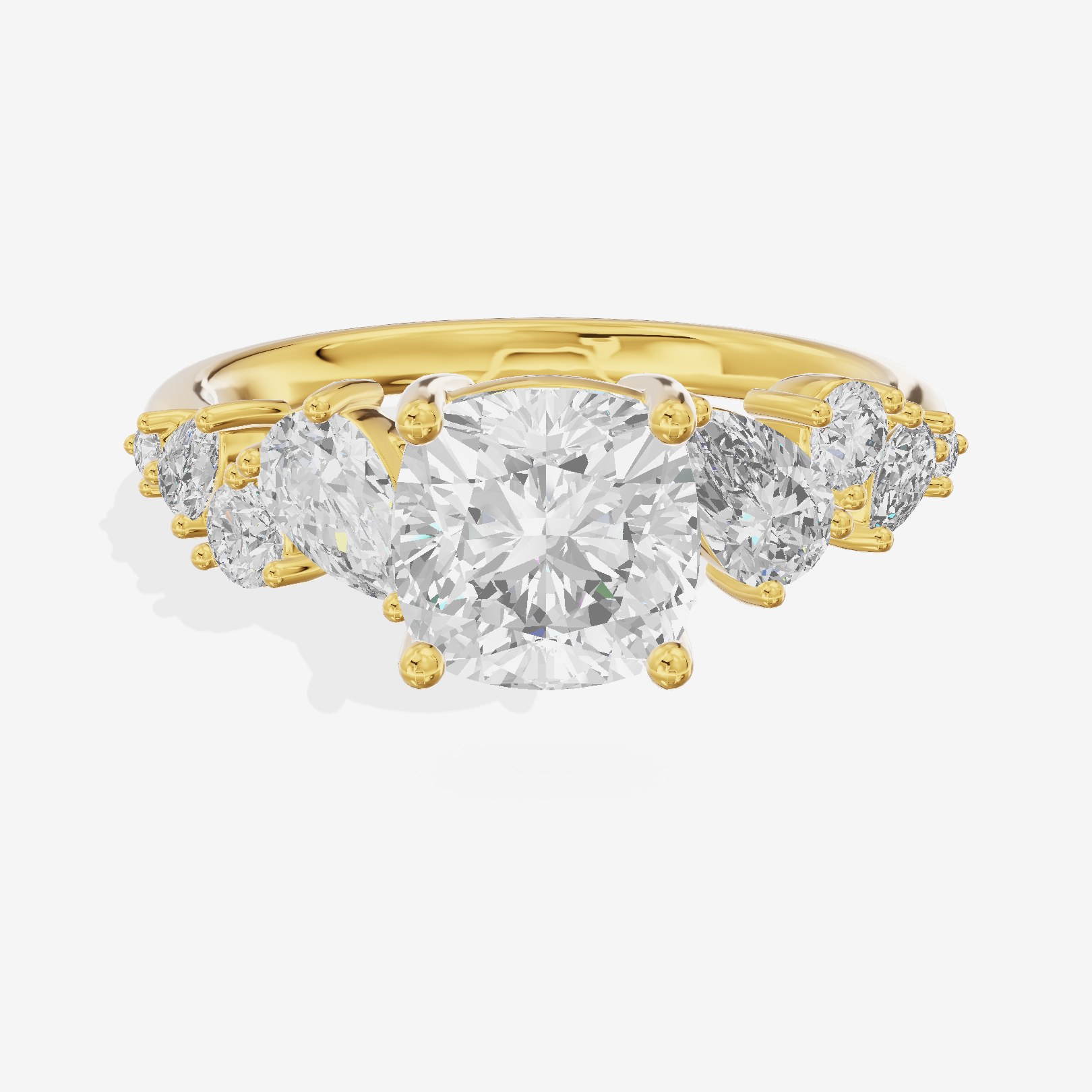 Selenia Cathedral 1.5mm Cushion Solitaire Engagement Ring in 18K Yellow Gold