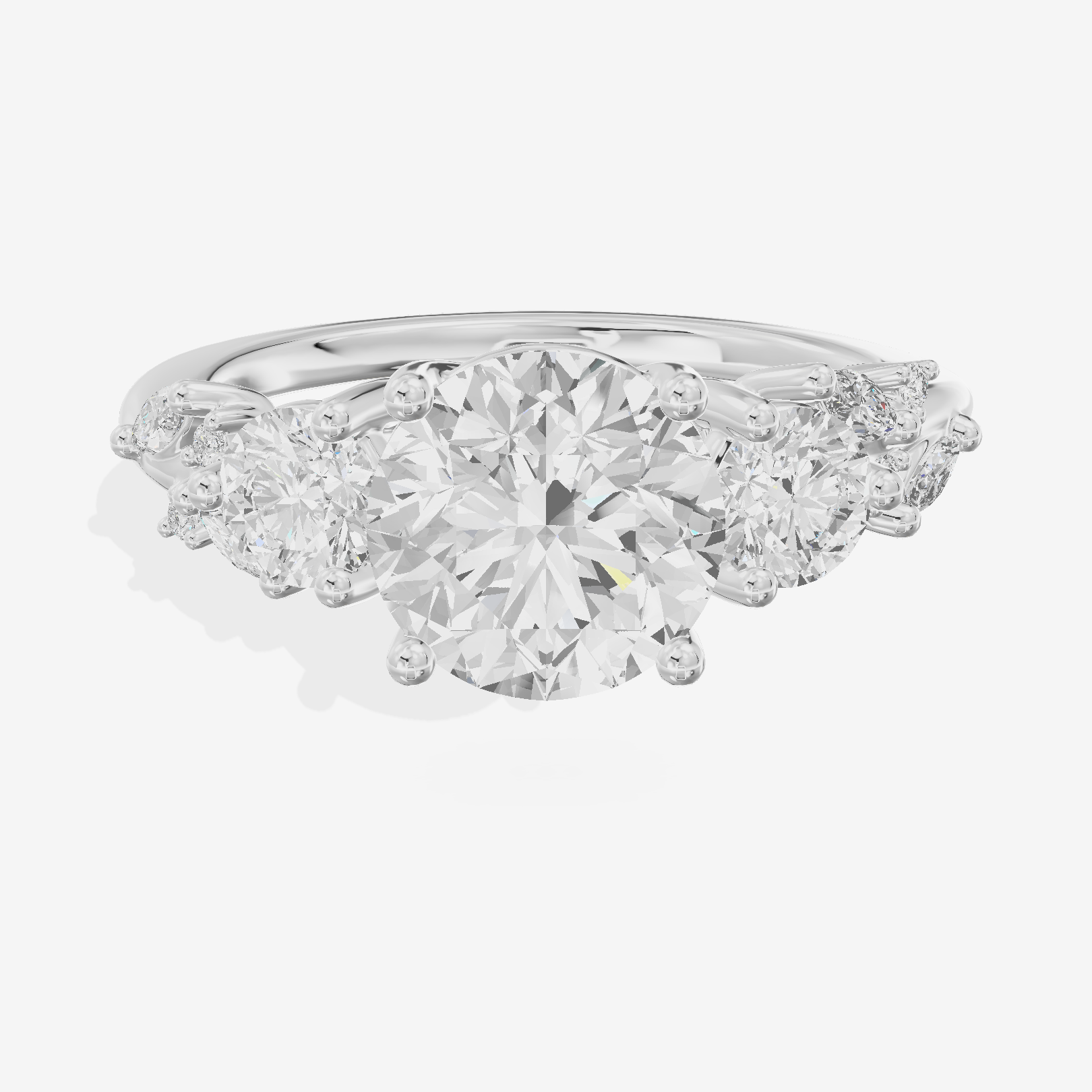 Grand Sincere Three Stone Round Engagement Ring (1/3 ct. tw.) in 14K White Gold