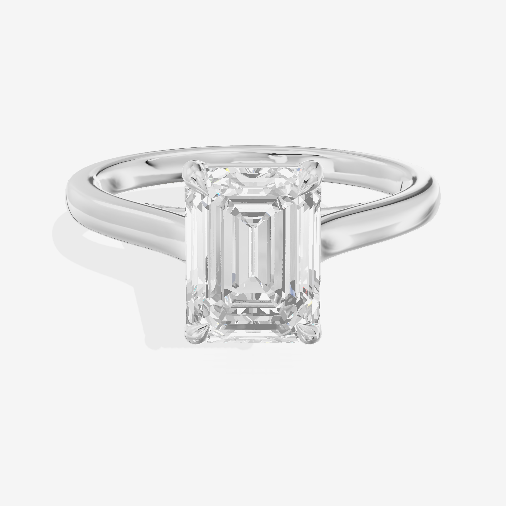 Whispered Coeurine 2mm Emerald Solitaire Engagement Ring in 18K White Gold