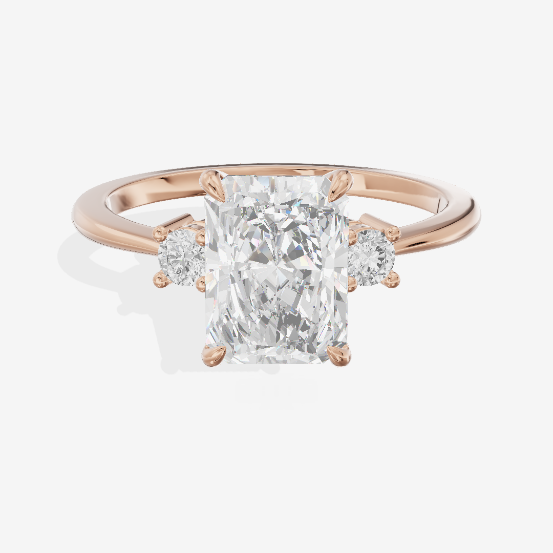 Eternal Aimora Radiant Three Stone Engagement Ring (1/10 ct. tw.) in 18K Rose Gold