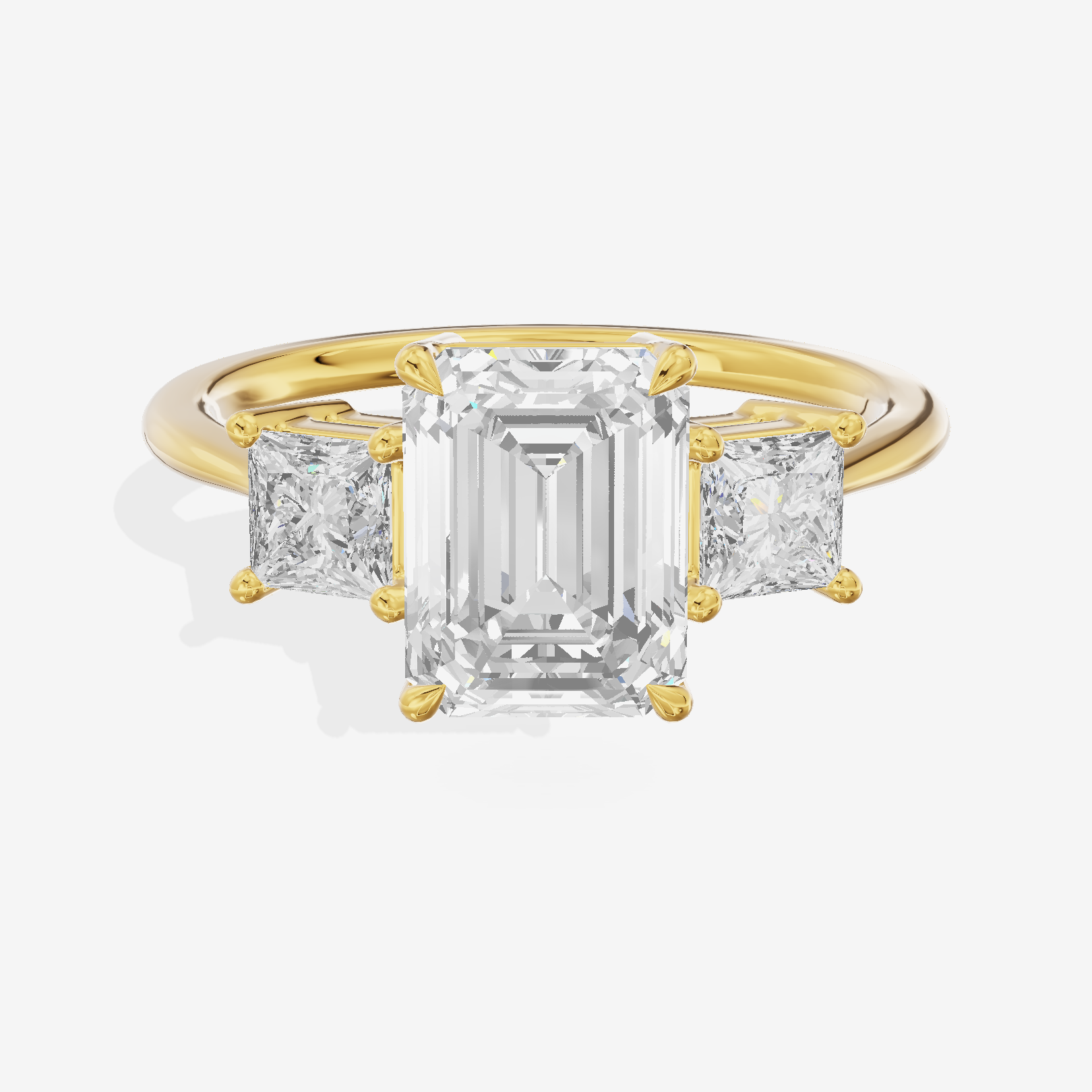 Royal Coeurine Three Stone Emerald Engagement Ring (1/2 ct. tw.) in 18K Yellow Gold