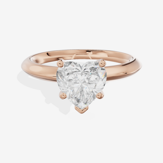 Classic Vowsae 2.5mm Heart Six-Prong Engagement Ring in 14K Rose Gold