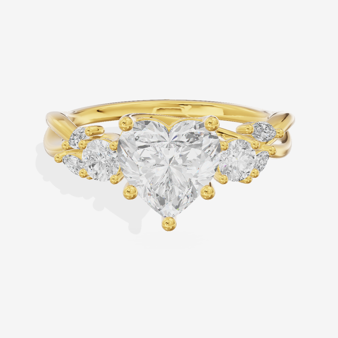 Twine Three Stone Heart Engagement Ring (1/3 ct. tw.) in 14K Yellow Gold