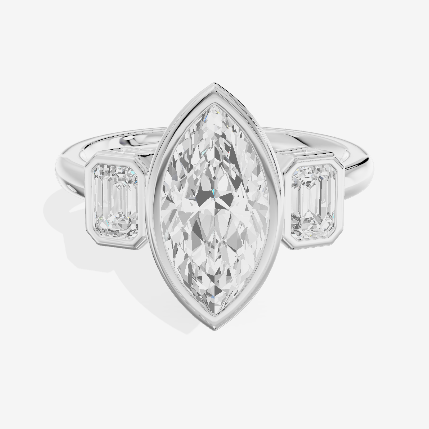 Vintage Sincere Three Stone Marquise Engagement Ring (1/2 ct. tw.) in 14K White Gold