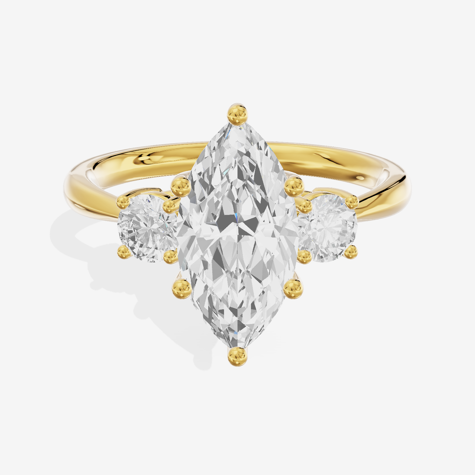 Petite Liviana 2mm Marquise Three Stone Engagement Ring (1/2 ct. tw.) in 14K Yellow Gold