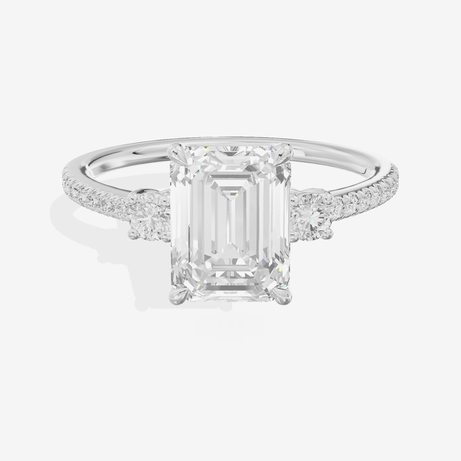 Mirth Three Stone Emerald Engagement Ring (1/4 ct. tw.) in Platinum