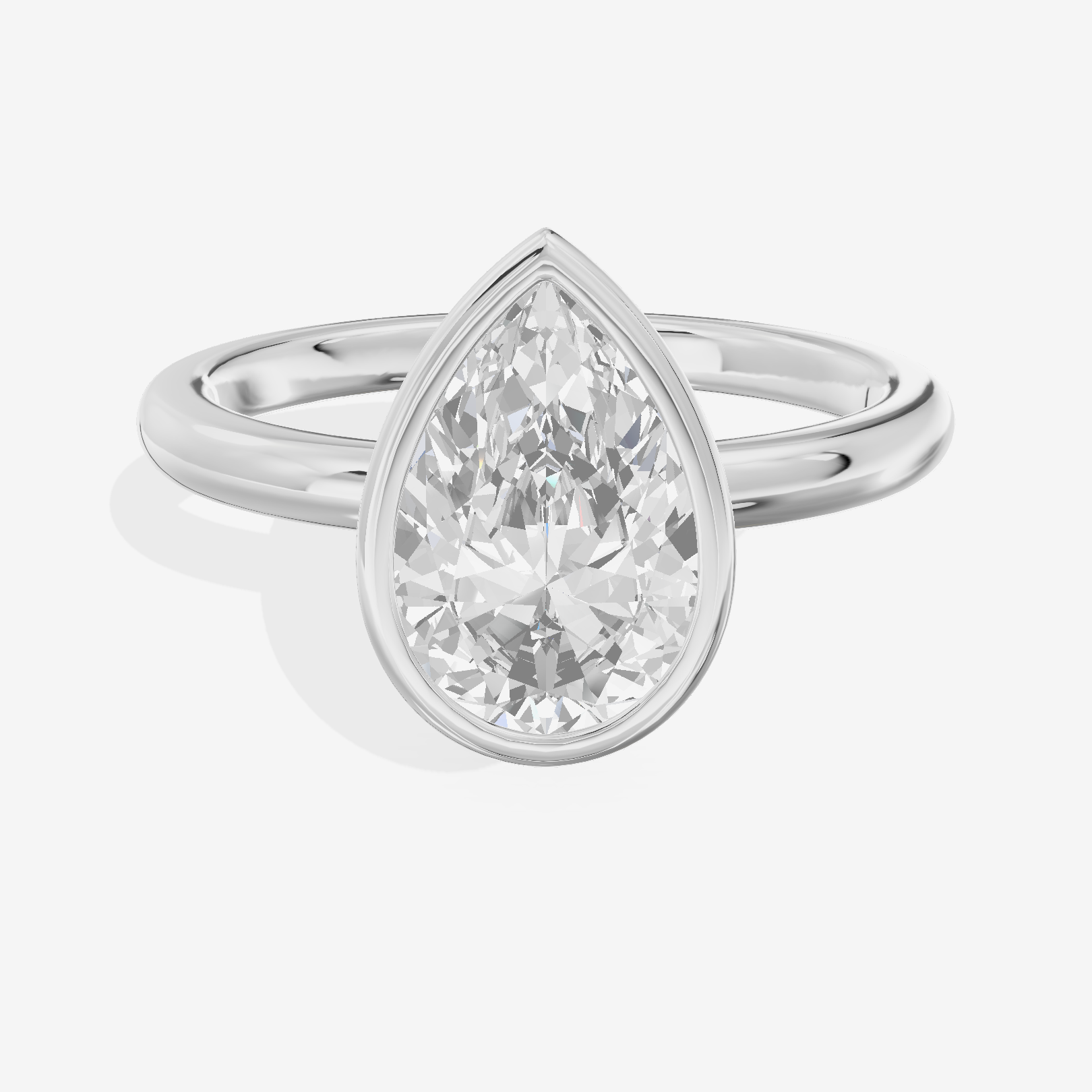 Tensare Bezel 2mm Pear Solitaire Engagement Ring in 14K White Gold