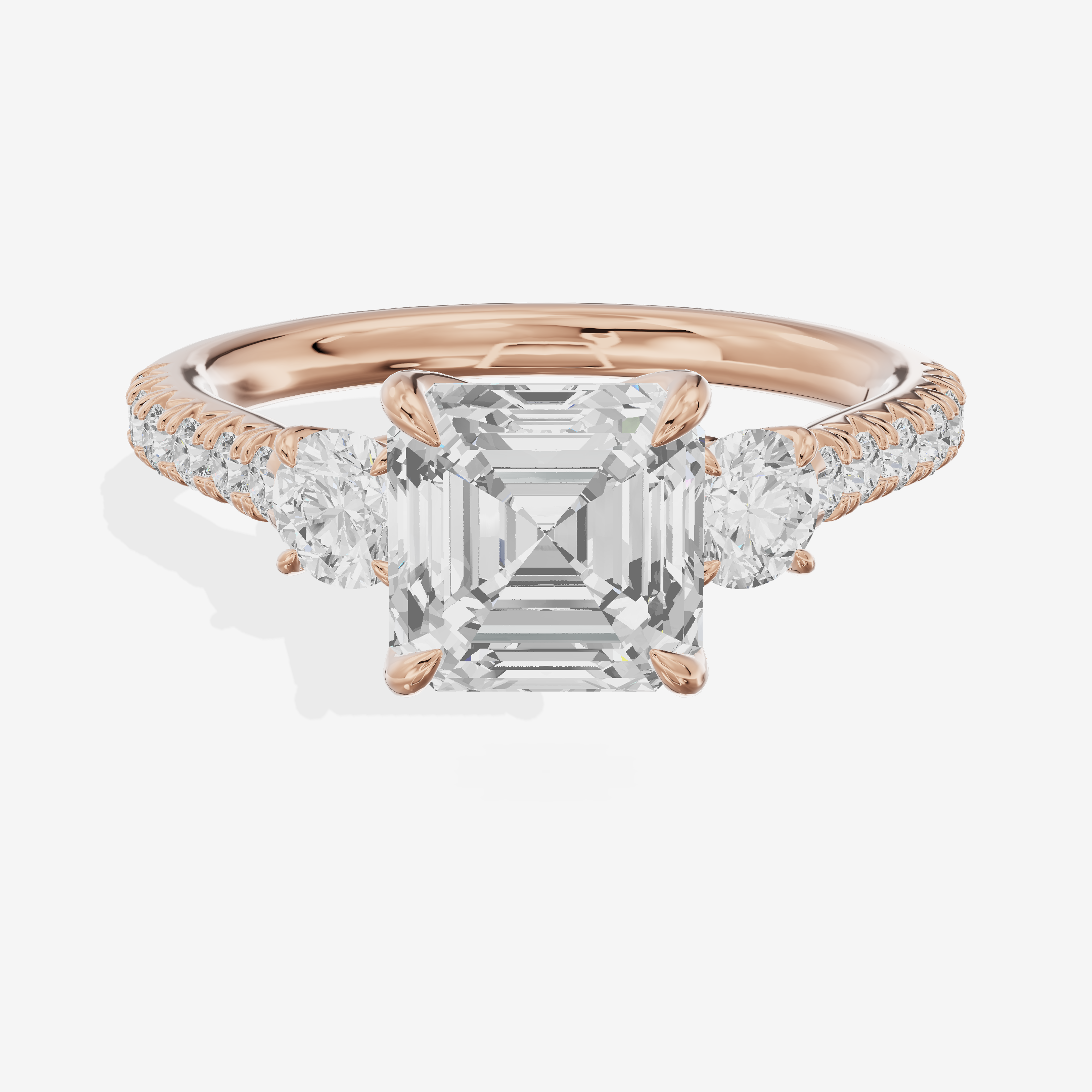 Triade Anniversary Anniversary Asscher Three Stone Engagement Ring (1/2 ct. tw.) in 18K Rose Gold
