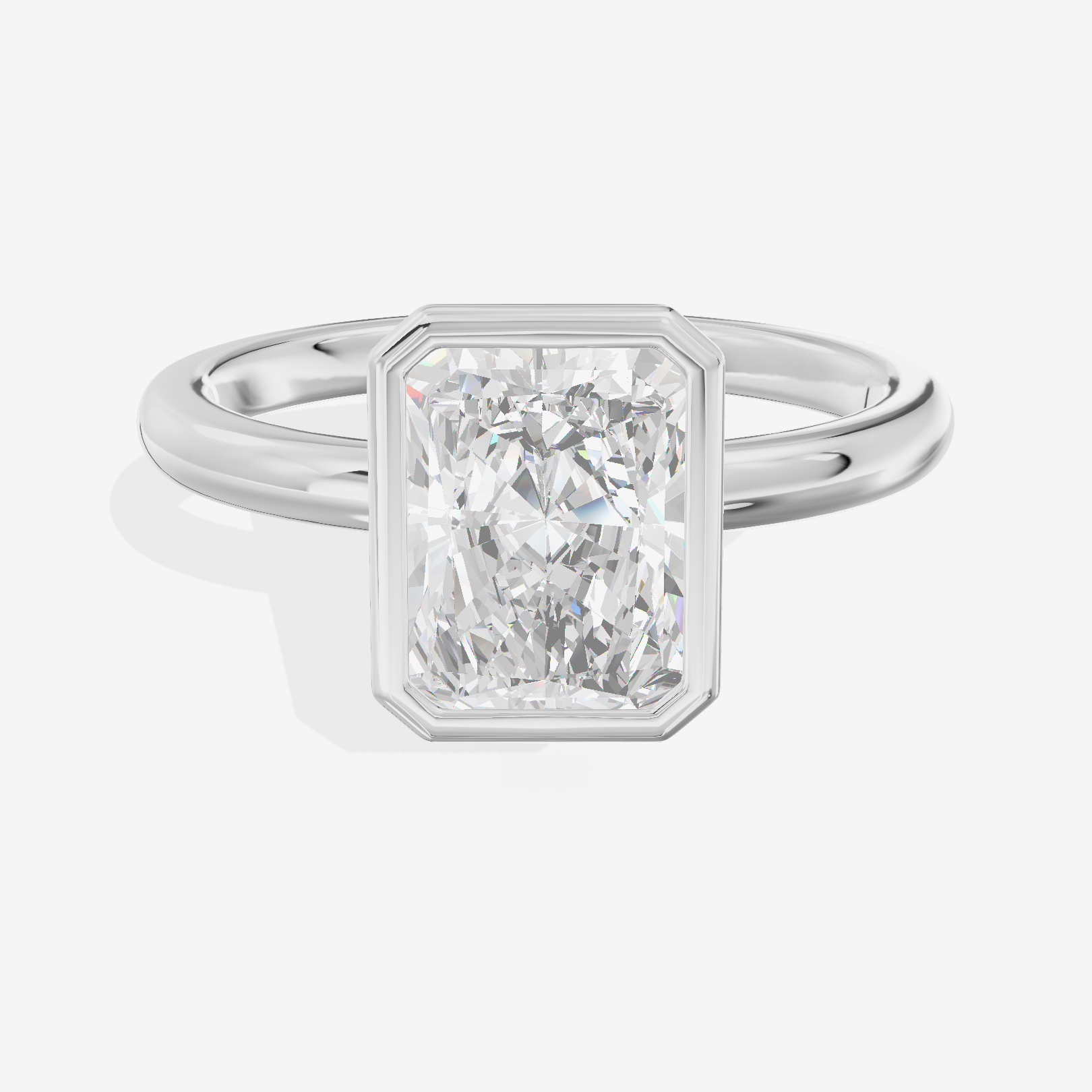 Tensare Bezel 2mm Radiant Solitaire Engagement Ring in 18K White Gold
