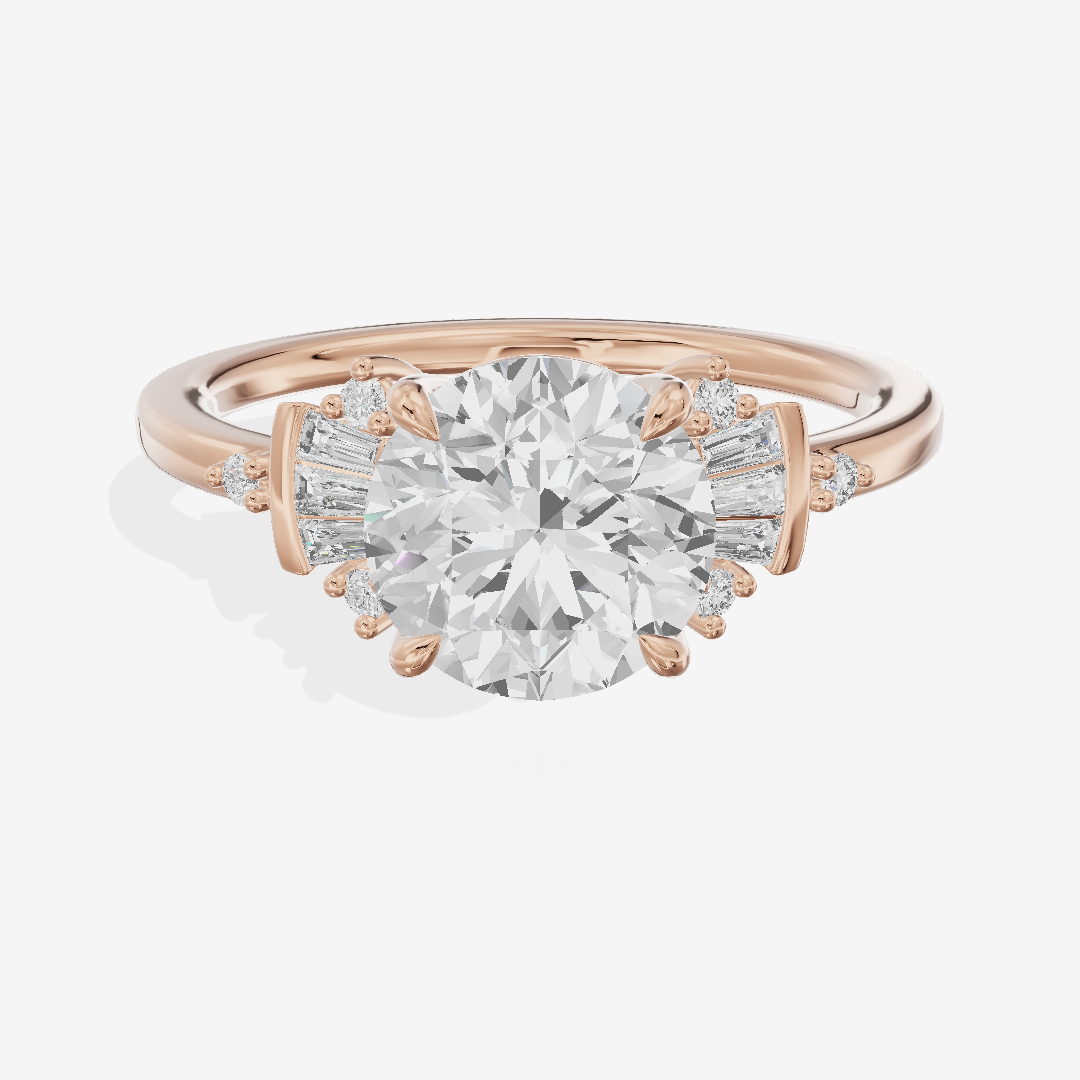 Lightwoven Pavé Round Engagement Ring with Side Stones (1/8 ct. tw.) in 14K Rose Gold