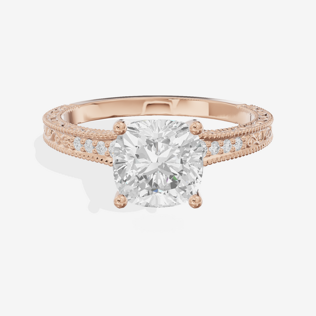Vintage Sincere Cushion Engagement Ring (1/10 ct. tw.) in 14K Rose Gold