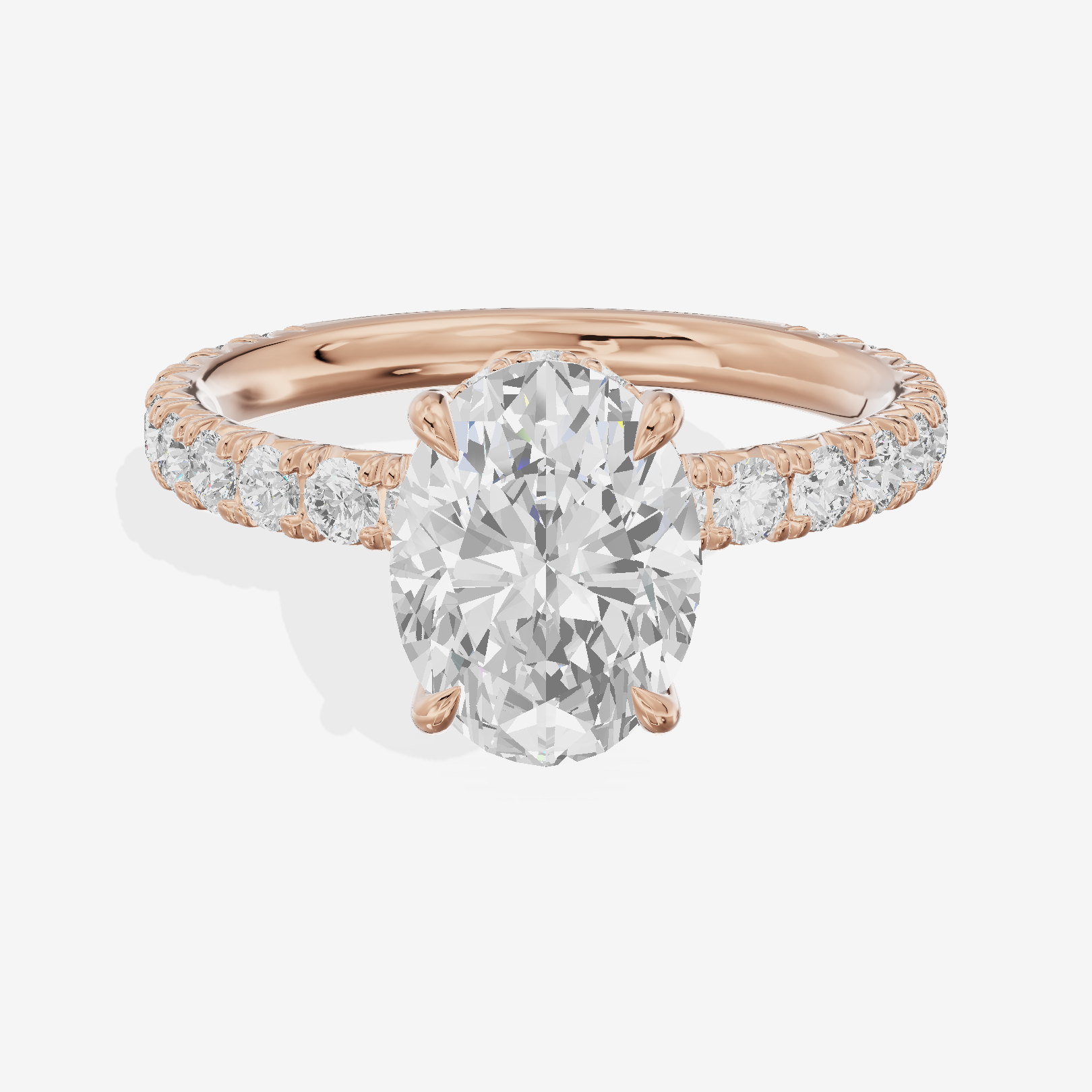 Sincere Pavé Oval Engagement Ring (3/5 ct. tw.) in 14K Rose Gold
