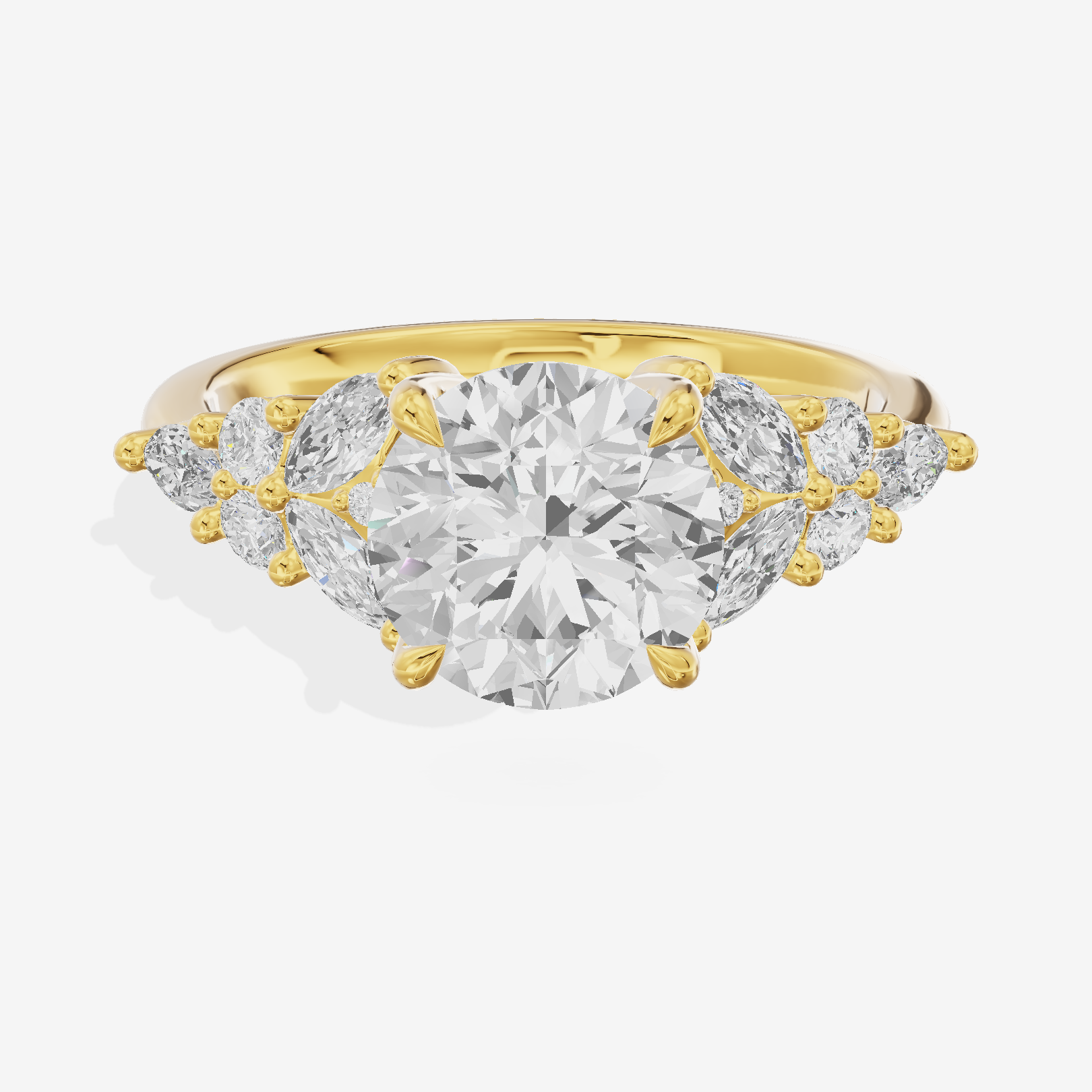 Grand Aurea Round Engagement Ring with Side Stones (3/4 ct. tw.) in 14K Yellow Gold