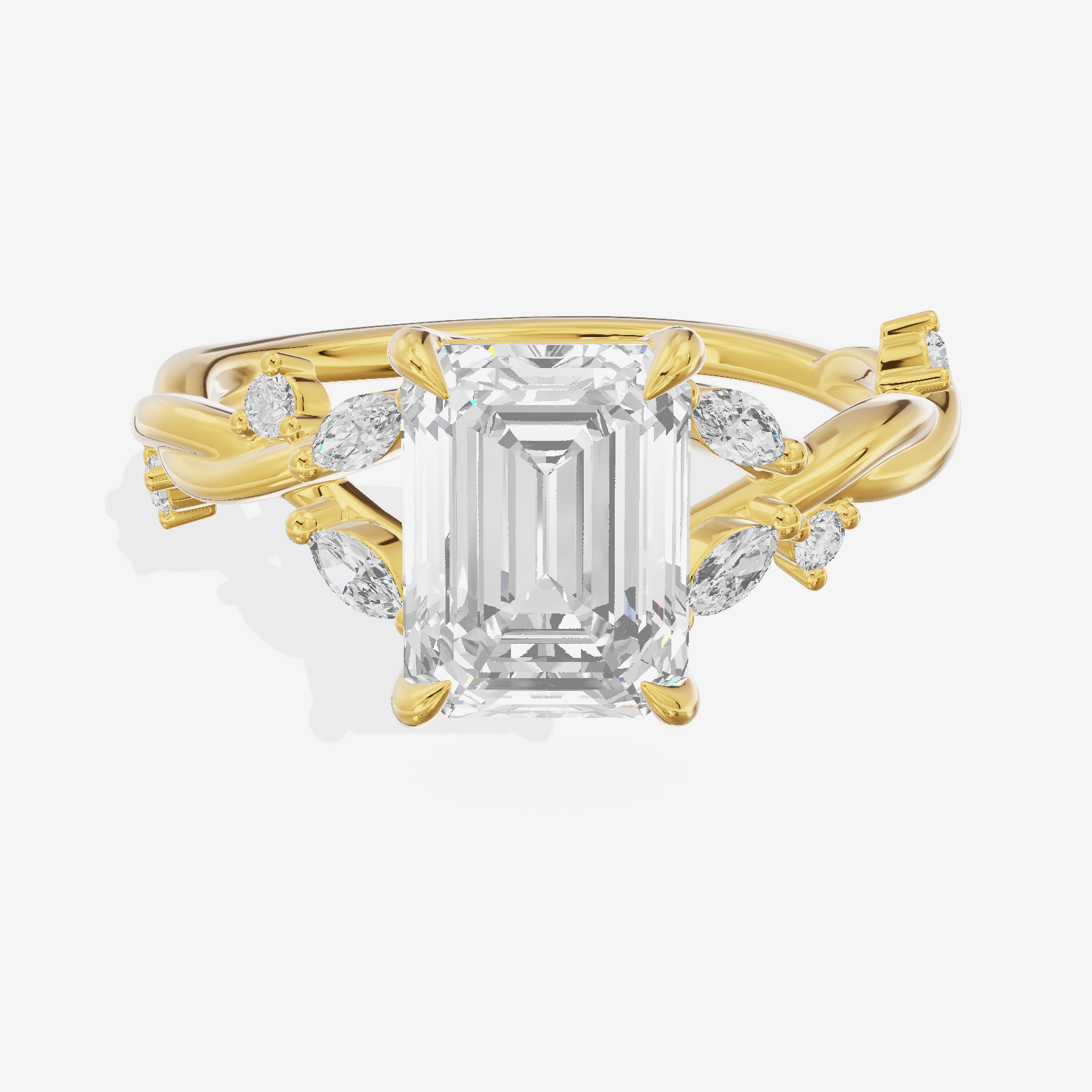 Twined Vowsae Emerald Twisted Engagement Ring (1/6 ct. tw.) in 18K Yellow Gold