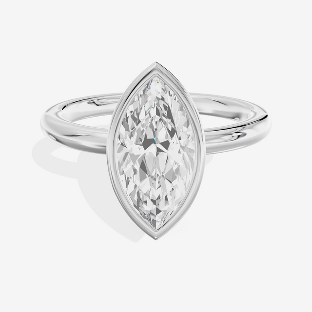 Tensare Bezel 2mm Marquise Solitaire Engagement Ring in Platinum