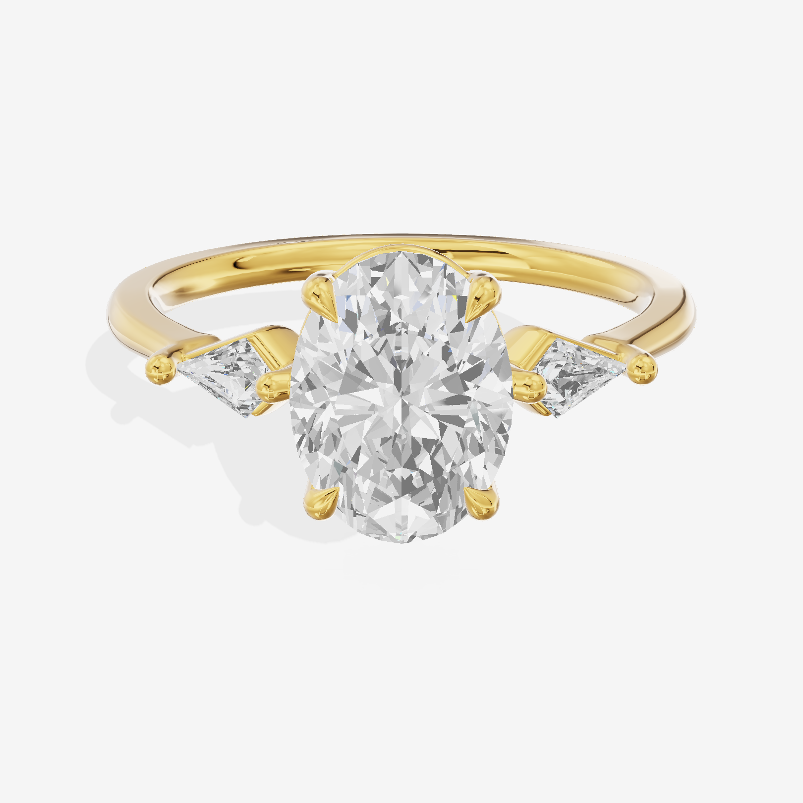 Whispered Triade Oval Three Stone Engagement Ring (1/10 ct. tw.) in 18K Yellow Gold