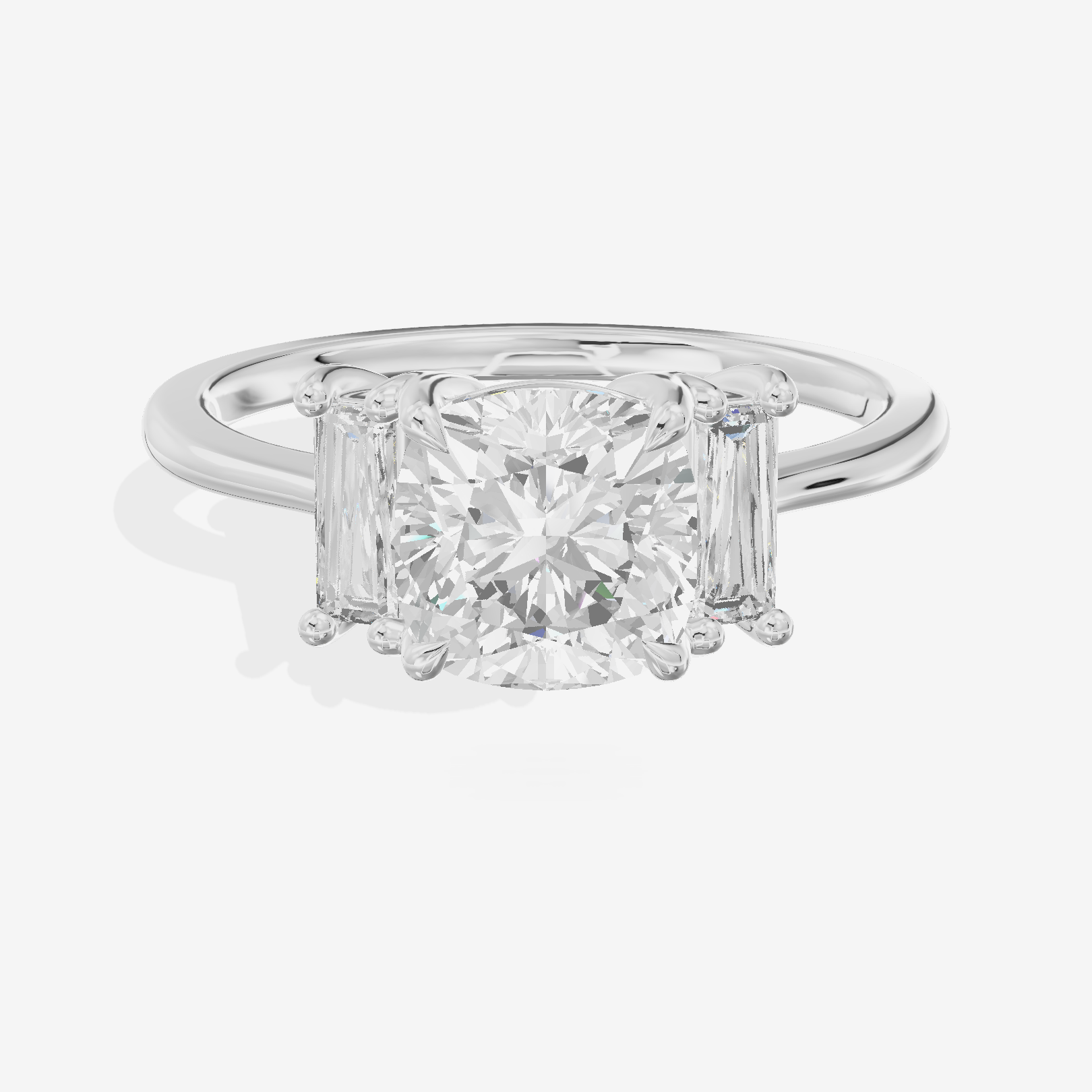 Eversince Three Stone Cushion Engagement Ring (1/4 ct. tw.) in 14K White Gold