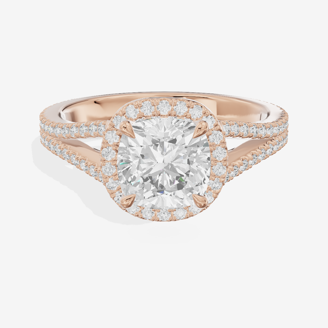 Modern Adorae Cushion Hidden Halo Engagement Ring (1/2 ct. tw.) in 14K Rose Gold