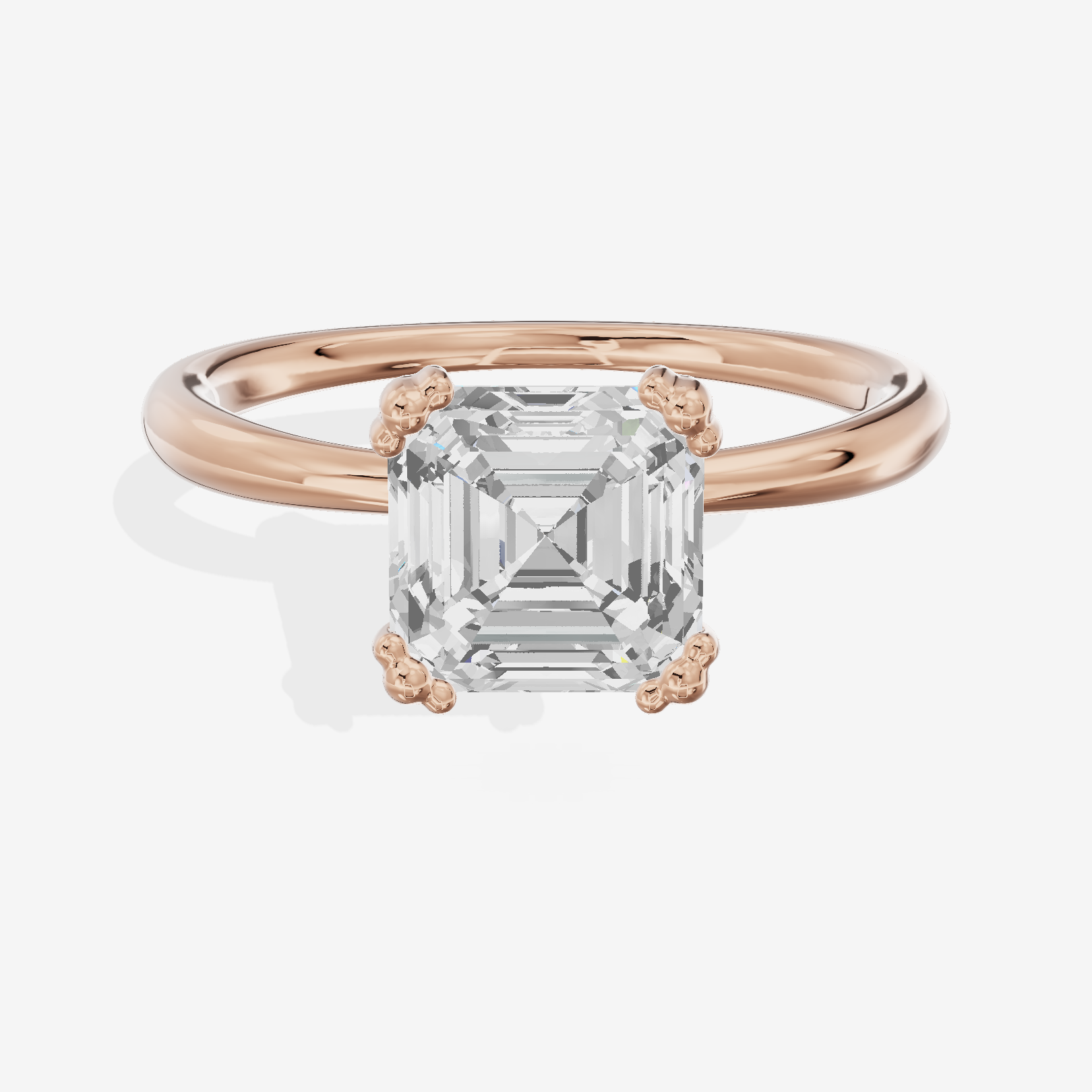 Classic Tender Asscher Solitaire Engagement Ring in 14K Rose Gold