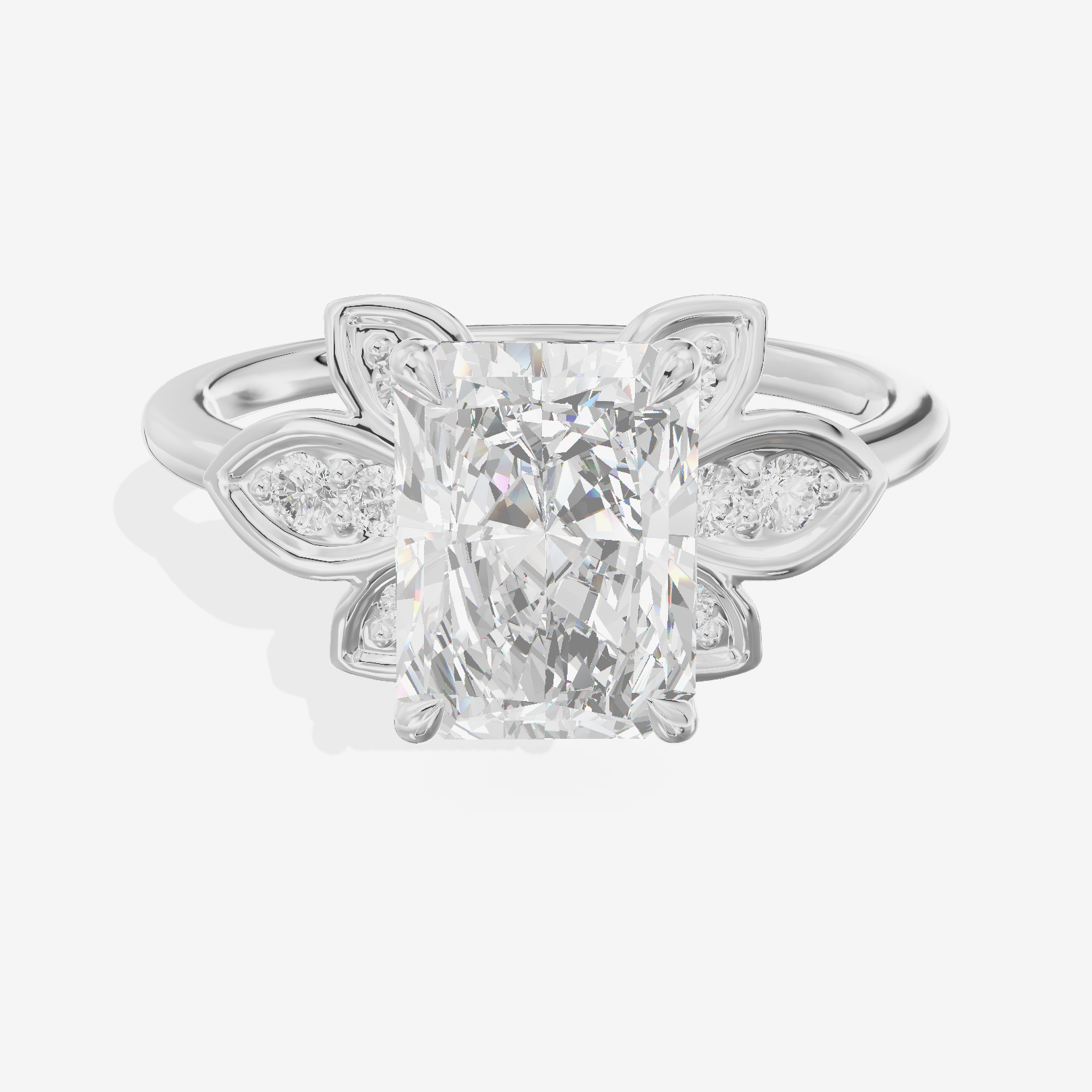 Petite Whisper Radiant Engagement Ring with Side Stones (1/10 ct. tw.) in Platinum