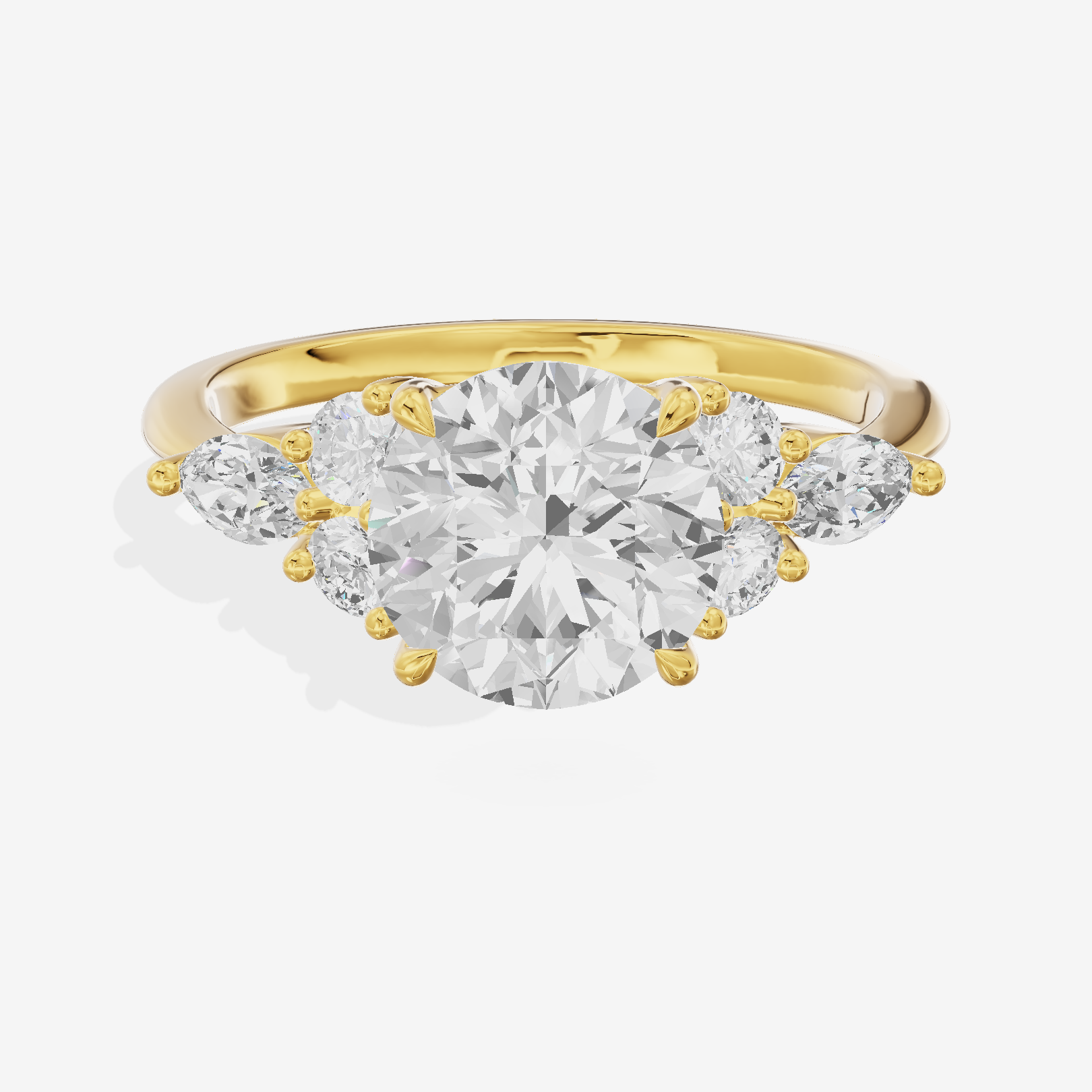 Petite Halcyon Round Engagement Ring with Side Stones (1/6 ct. tw.) in 18K Yellow Gold