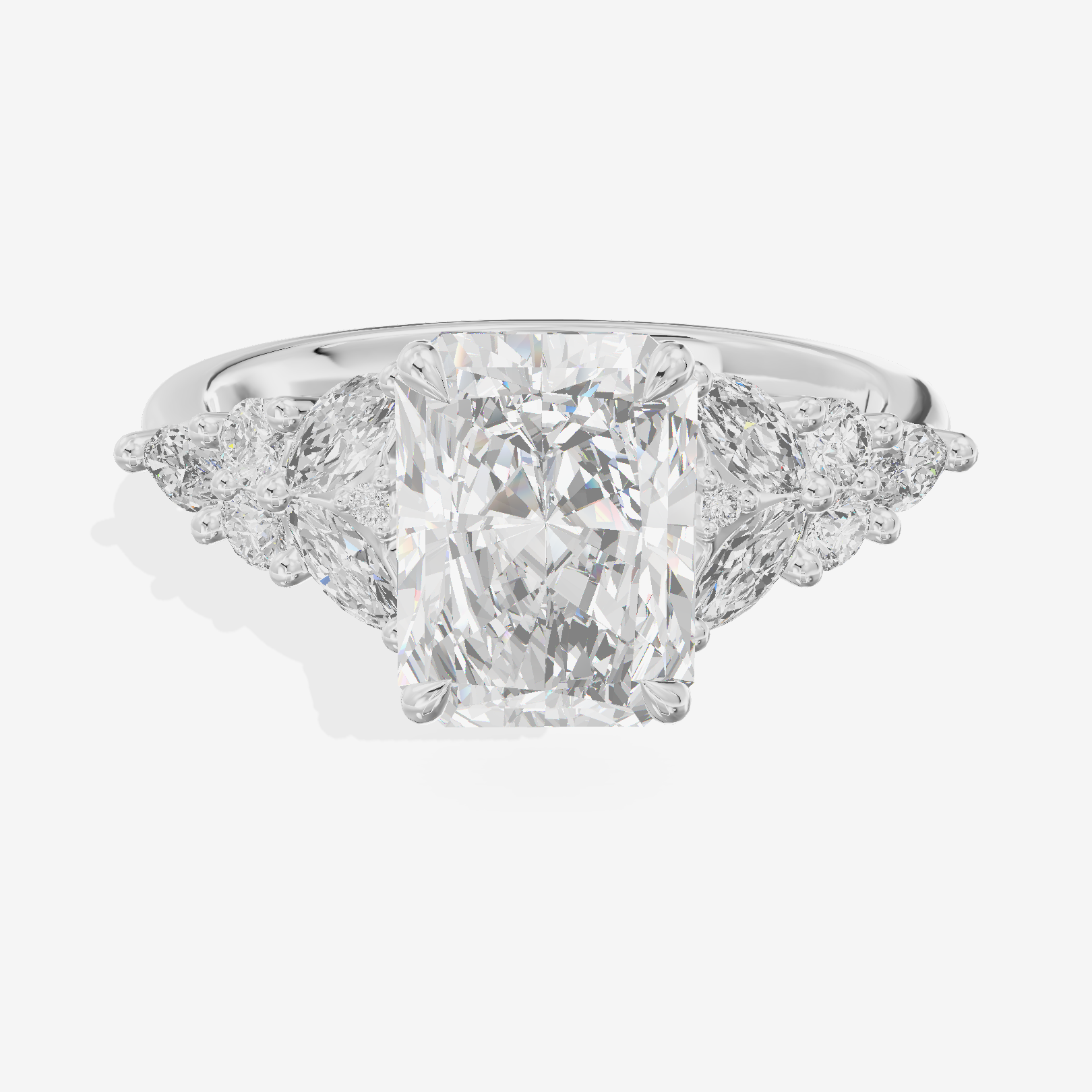 Grand Aurea Radiant Engagement Ring with Side Stones (3/4 ct. tw.) in Platinum