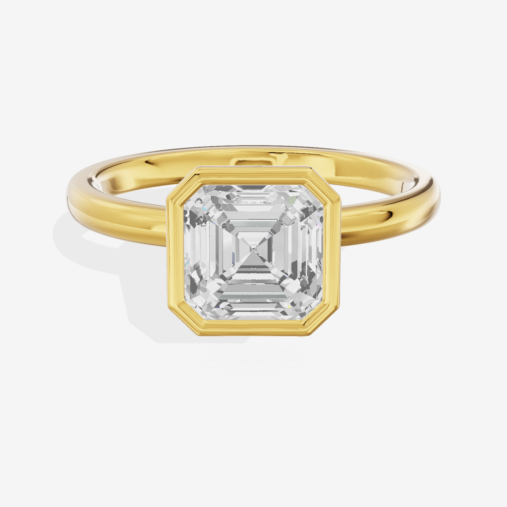 Trellise Bezel 2mm Asscher Solitaire Engagement Ring in 18K Yellow Gold