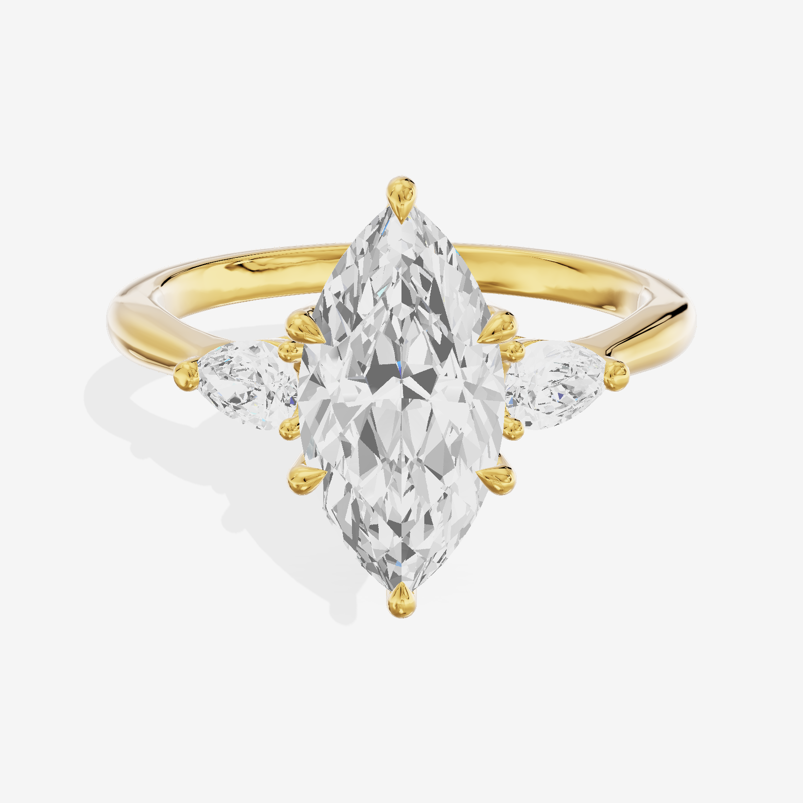 Petite Aimora Three Stone Marquise Engagement Ring (1/4 ct. tw.) in 18K Yellow Gold